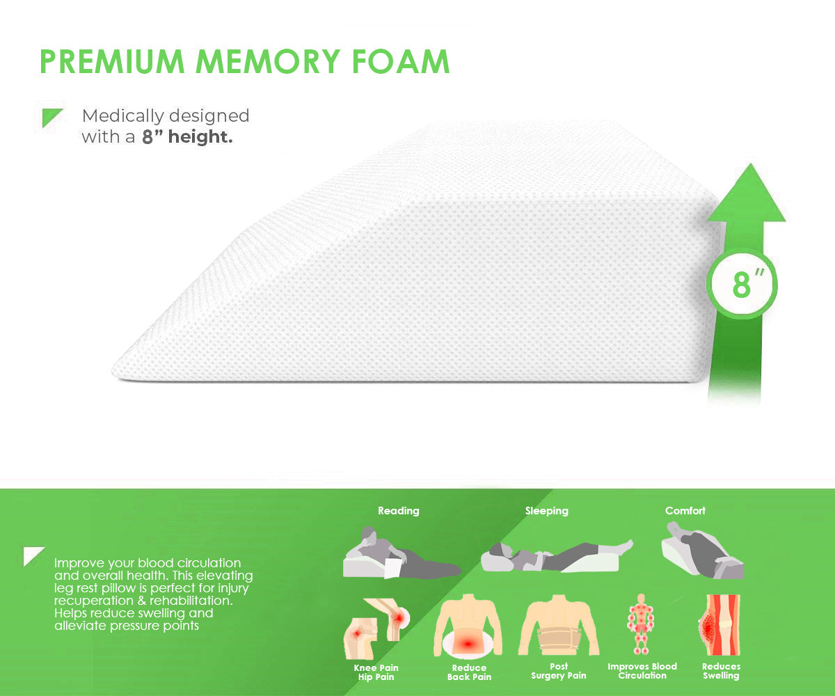 Leg Rest Wedge Pillow with Memory Foam Top - Elevating Pillow for Leg and Knee Pain - Removable Cover image 2