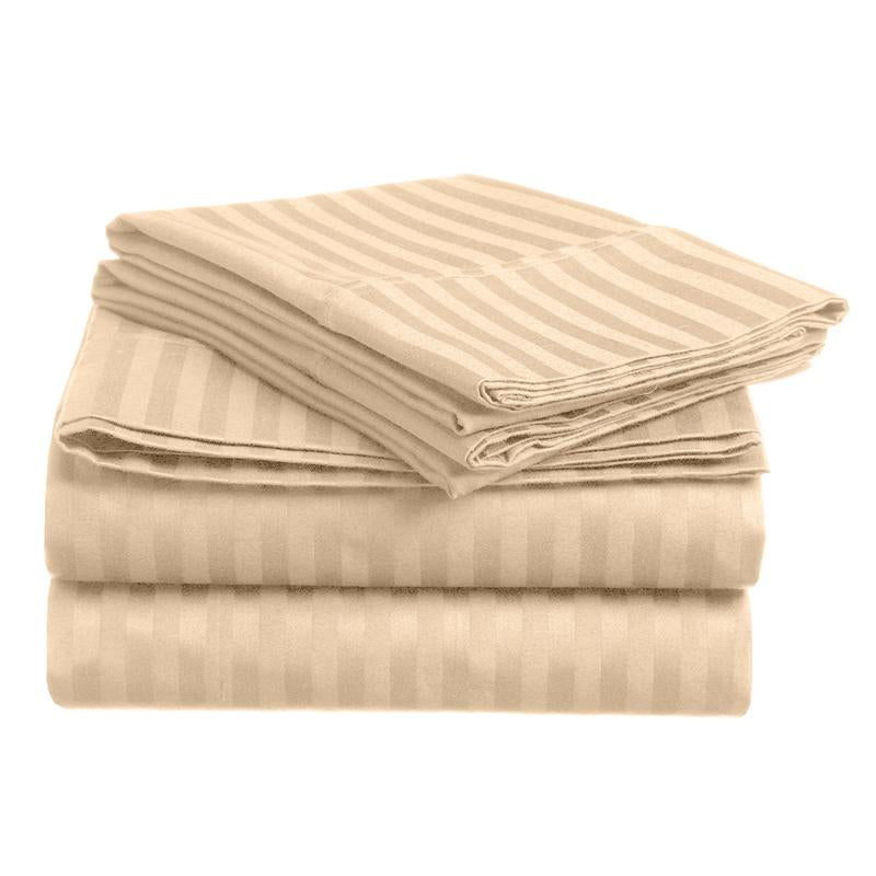 Home Design 1800 Series Luxurious Hotel Stripe Sheet Sets - King, Ivory image