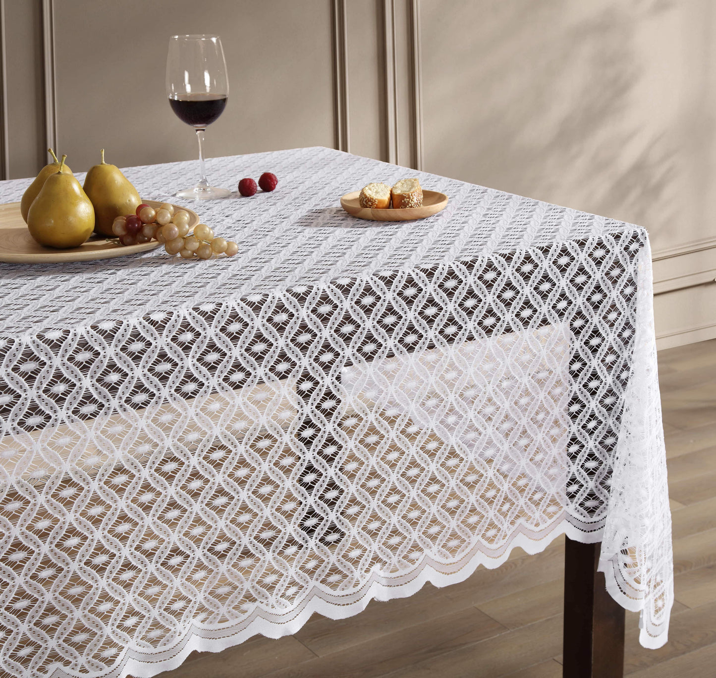 Alona Lace Round Fabric Tablecloth