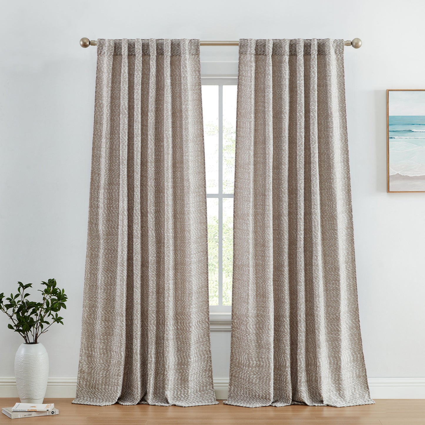 Easton Jacquard Semi Sheer Curtain Panels