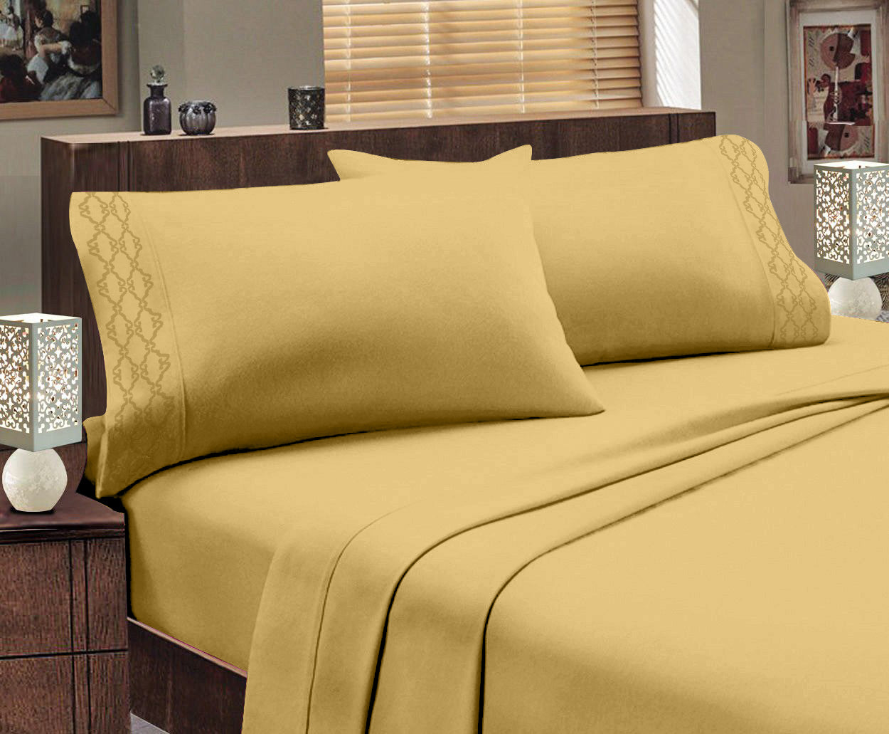 Hotel Luxurious 1800 Series Super Soft Embroidery Sheet Set