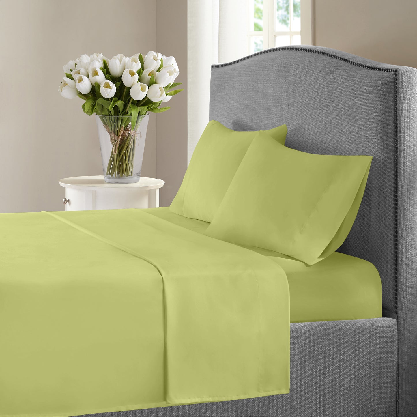 New York Collection 1200 Thread Count Solid Deep Pocket 100% Cotton Sheet Set