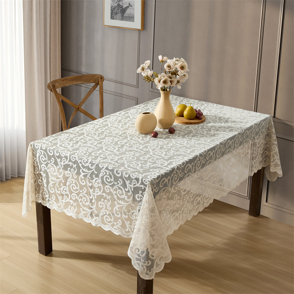 Scroll Lace Fabric Rectangle Tablecloth