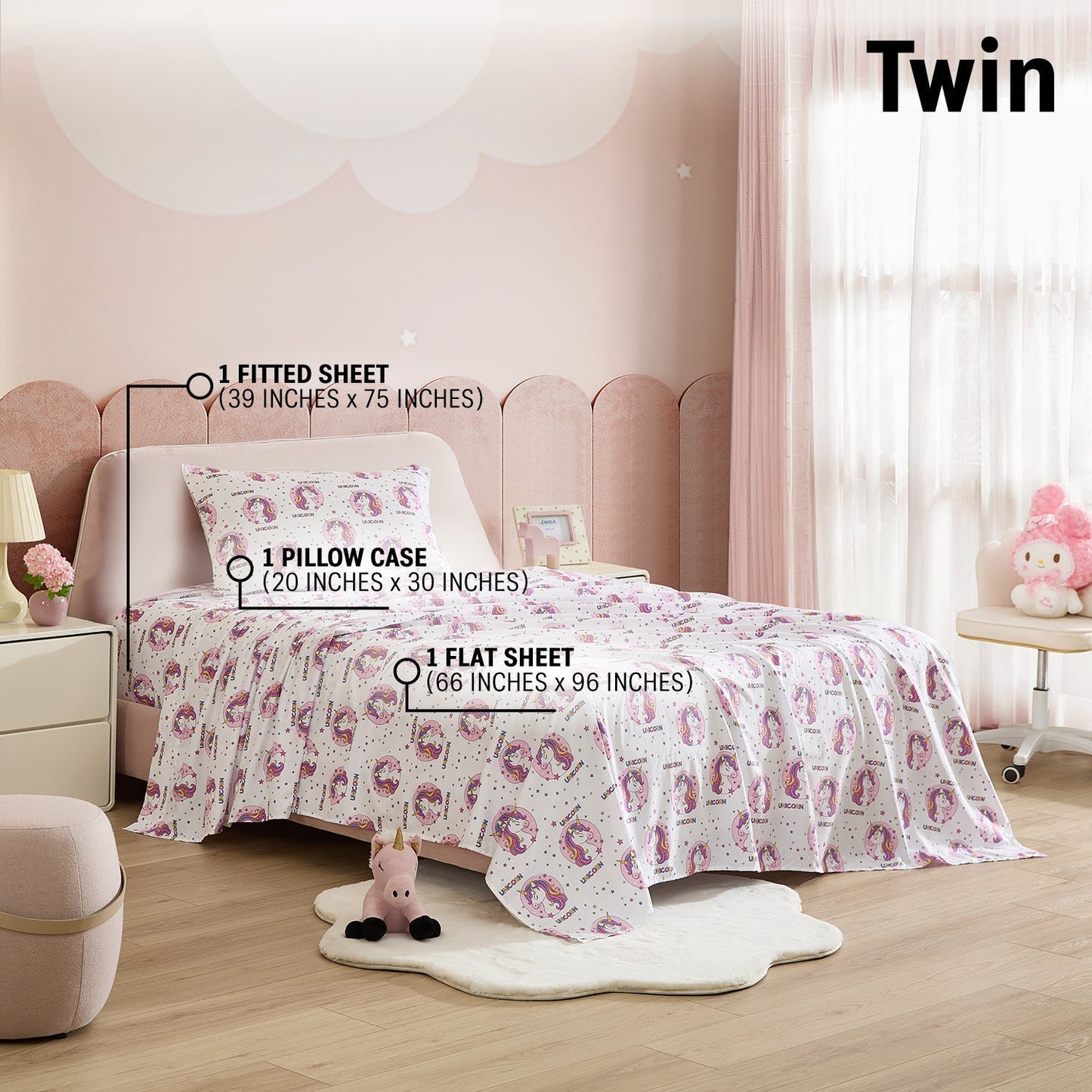 Unicorn Girls Kids Bed Sheets
