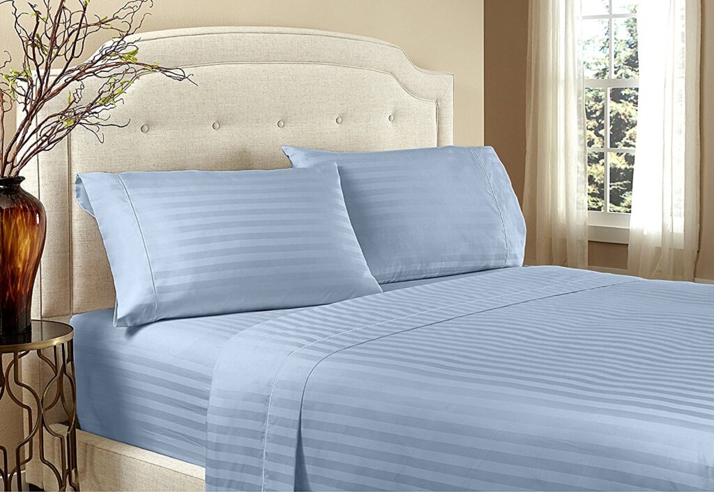 Home Design 1800 Series Luxurious Hotel Stripe Sheet Sets - Twin XL, Blue image
