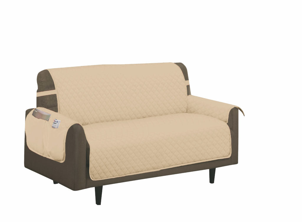 Quilted Slip-Cover Furniture Protector - Love-seat, Taupe image