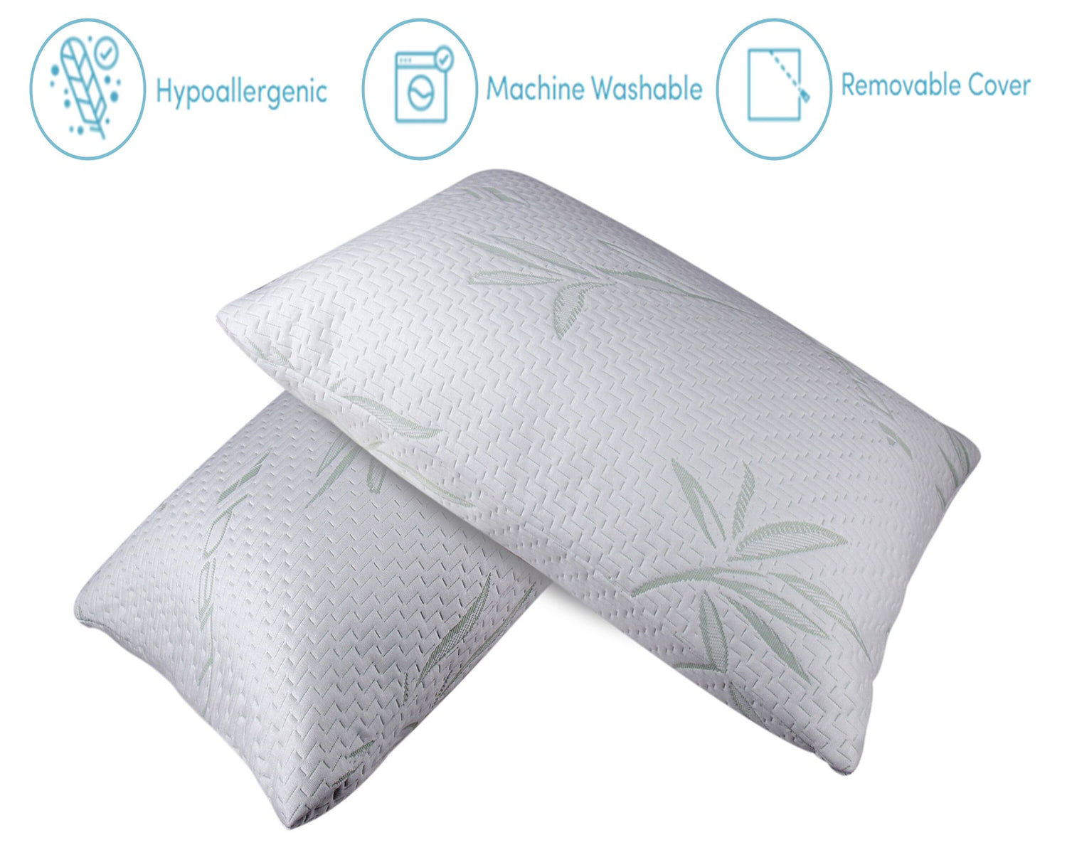 2 Pack Bamboo Shredded Memory-Foam Hypoallergenic Medium Comfort Pillows image 0