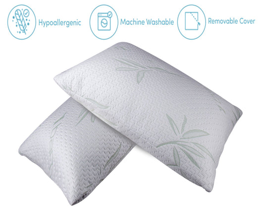 2 Pack Bamboo Shredded Memory-Foam Hypoallergenic Medium Comfort Pillows image 0