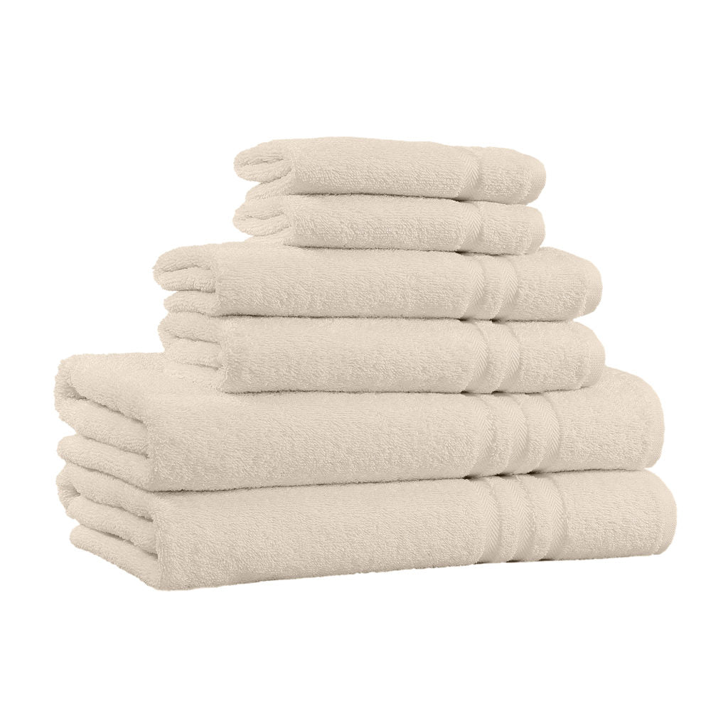 6-Piece 100% Cotton Bath Towel Set - Beige image