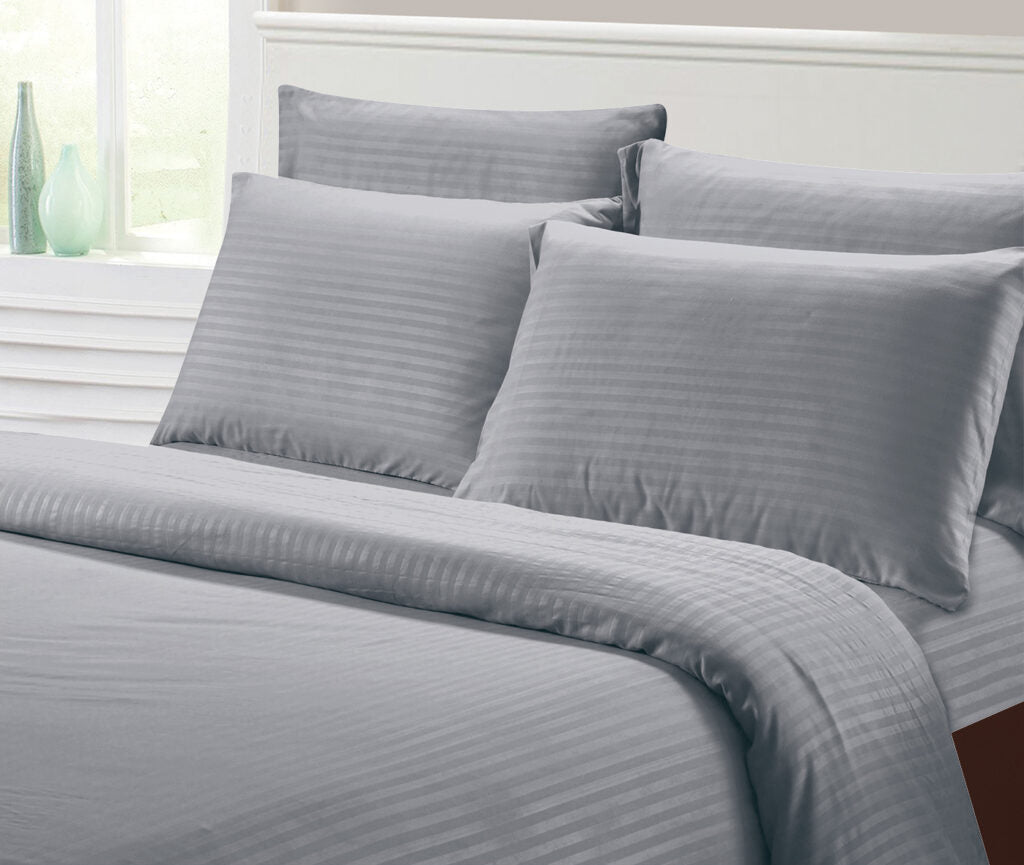 Hotel Collection 1800 Super Soft & Wrinkle Free Luxurious Stripe (4-6) Piece Sheet Set - Twin, Grey image