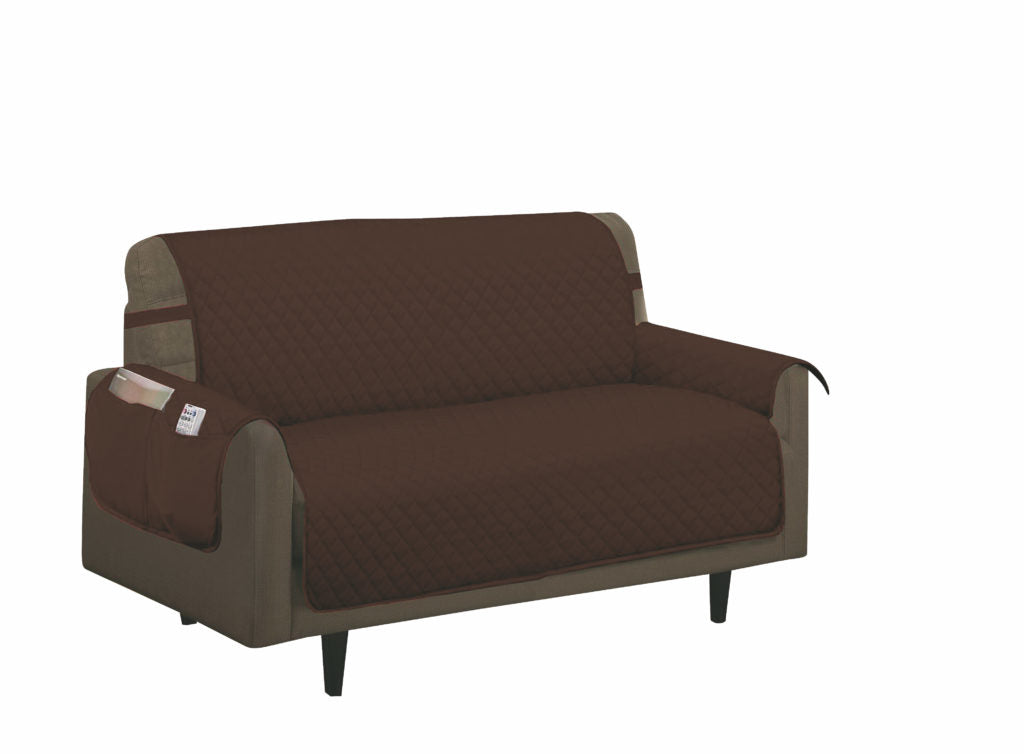 Quilted Slip-Cover Furniture Protector - Love-seat, Brown image