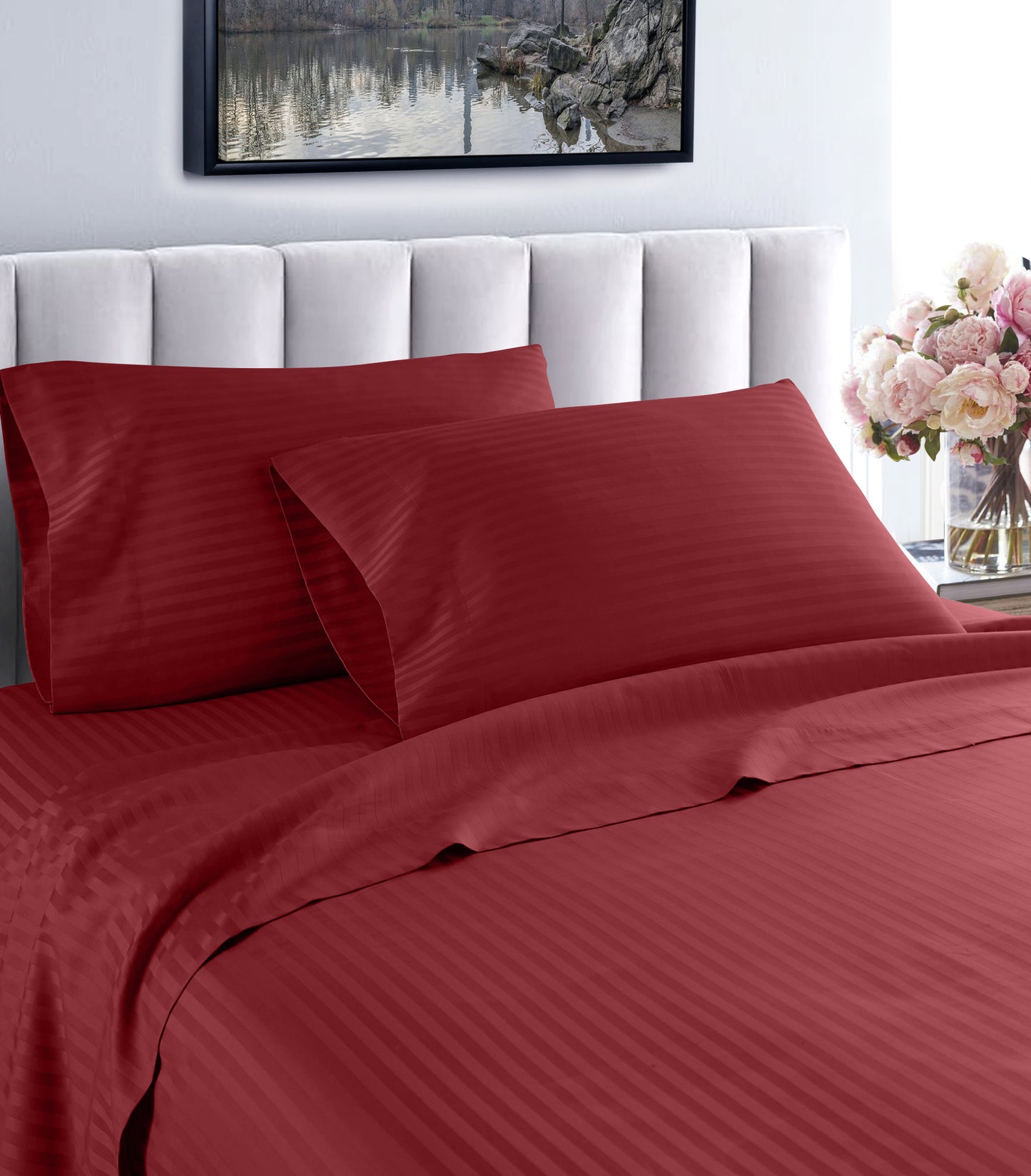 1000 Thread Count Fresh Home Collection 100% Egyptian Cotton Deep Pocket Dobby Striped Sheet Set