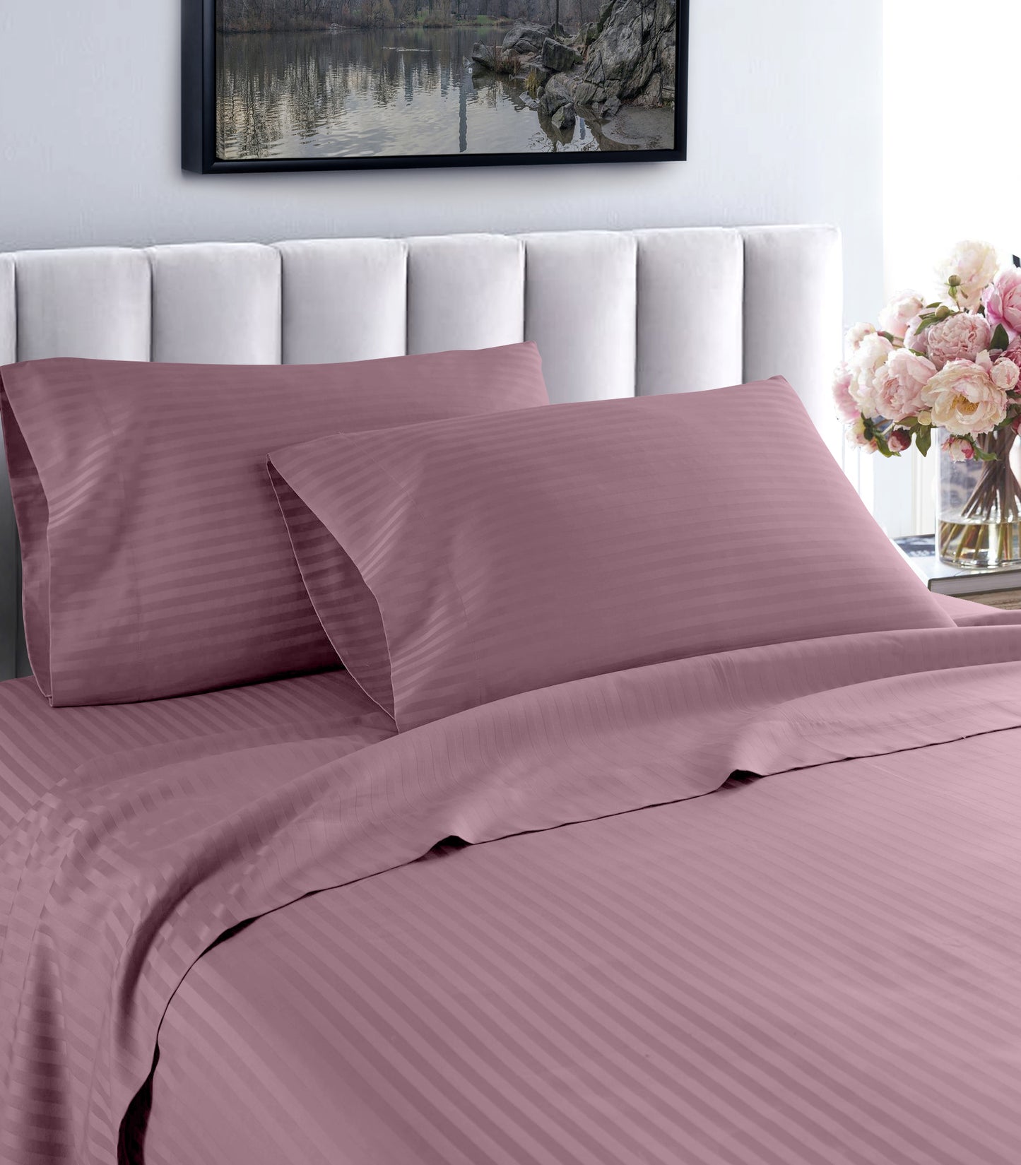 1000 Thread Count Fresh Home Collection 100% Egyptian Cotton Deep Pocket Dobby Striped Sheet Set