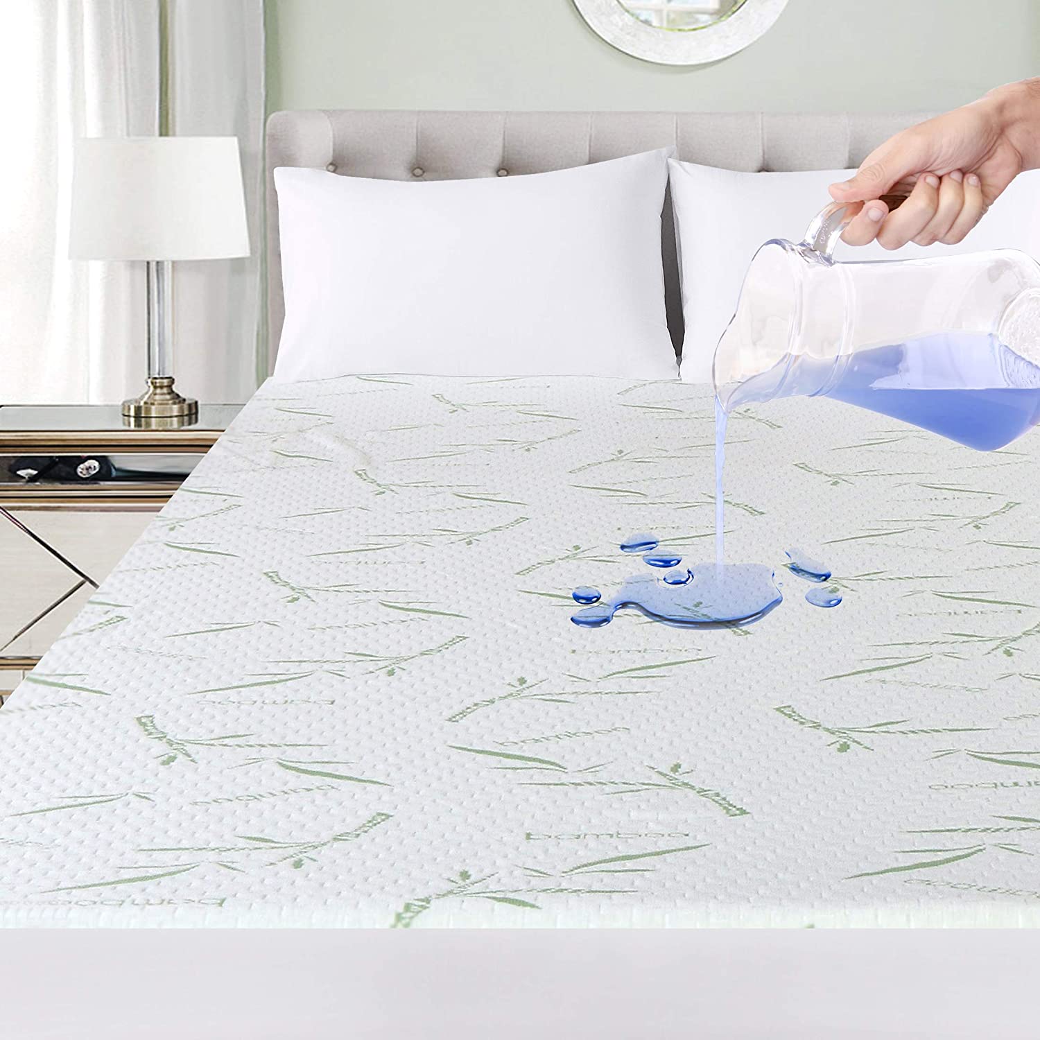 Hypoallergenic Waterproof Bamboo Deep Fitted Mattress Pads image 1