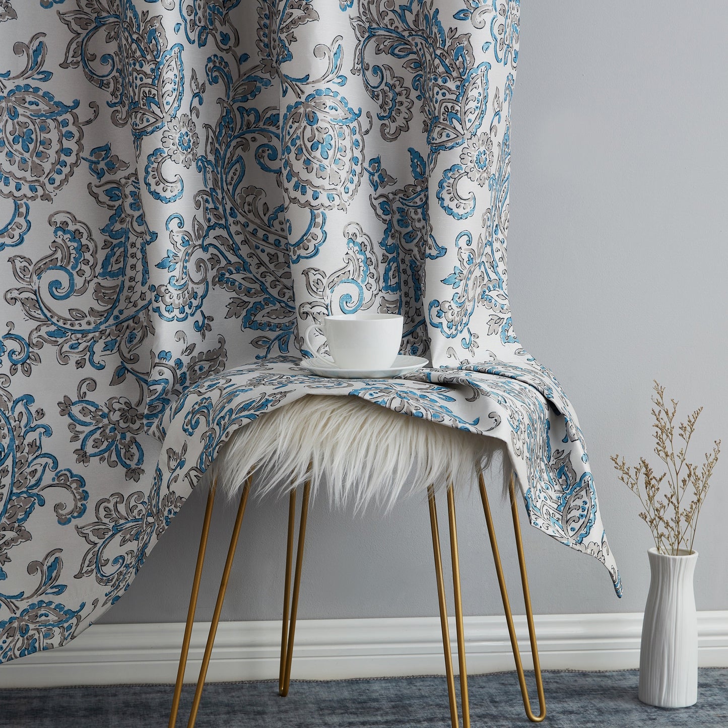 Amalfi Paisley Floral 100% Blackout Grommet Curtain Panels