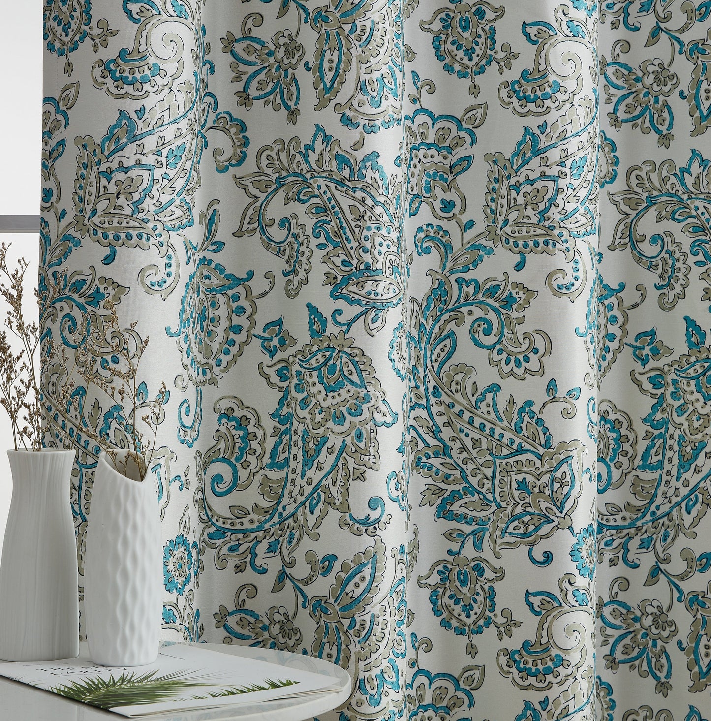 Amalfi Paisley Floral 100% Blackout Grommet Curtain Panels