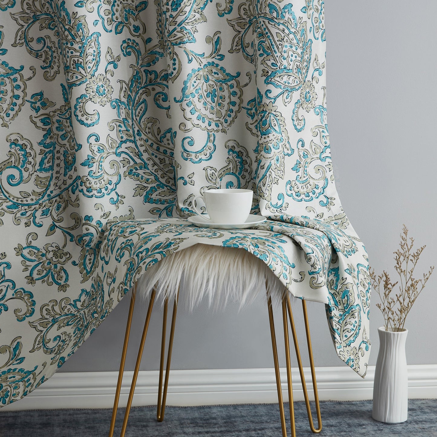 Amalfi Paisley Floral 100% Blackout Grommet Curtain Panels
