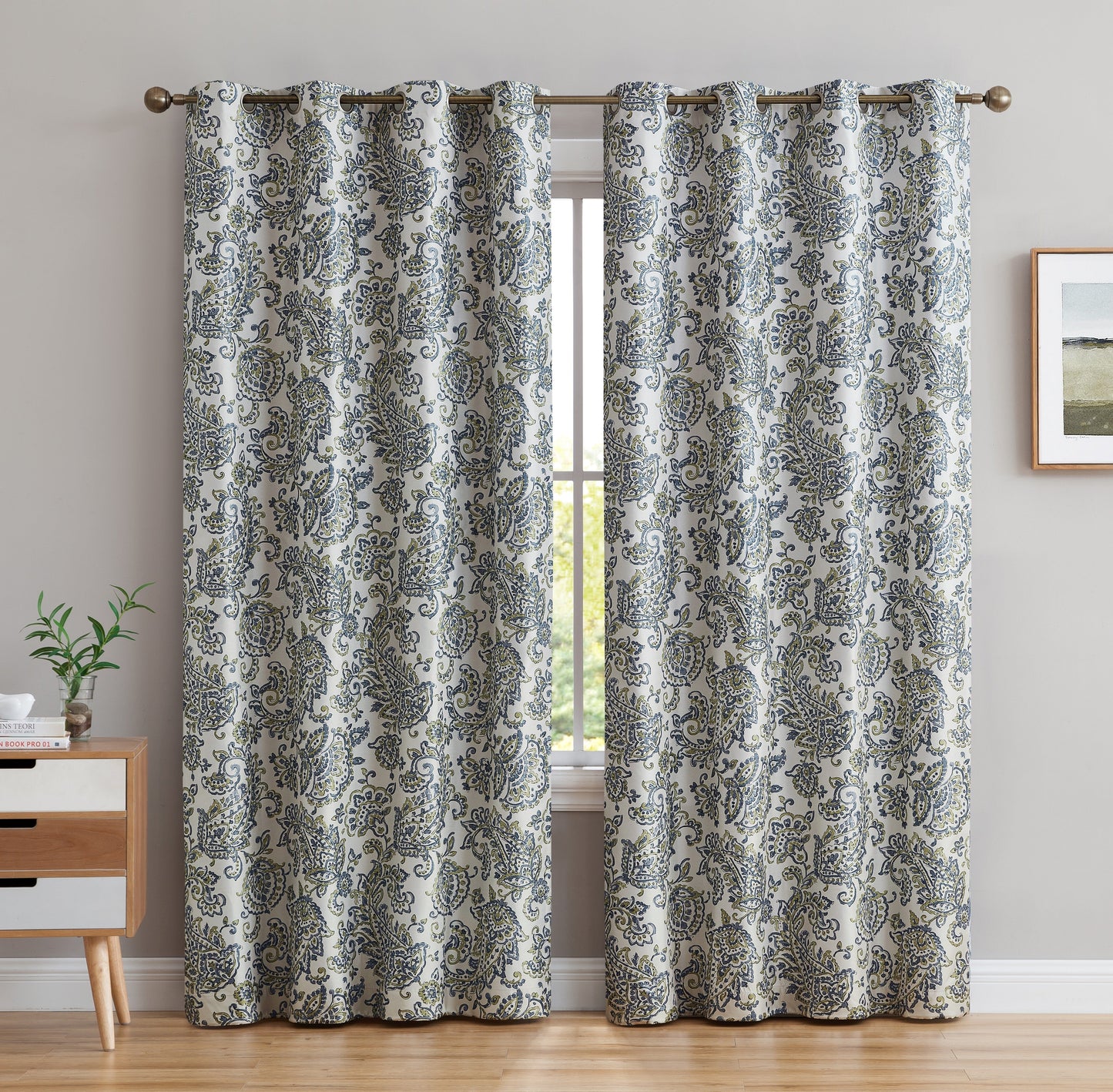 Amalfi Paisley Floral 100% Blackout Grommet Curtain Panels