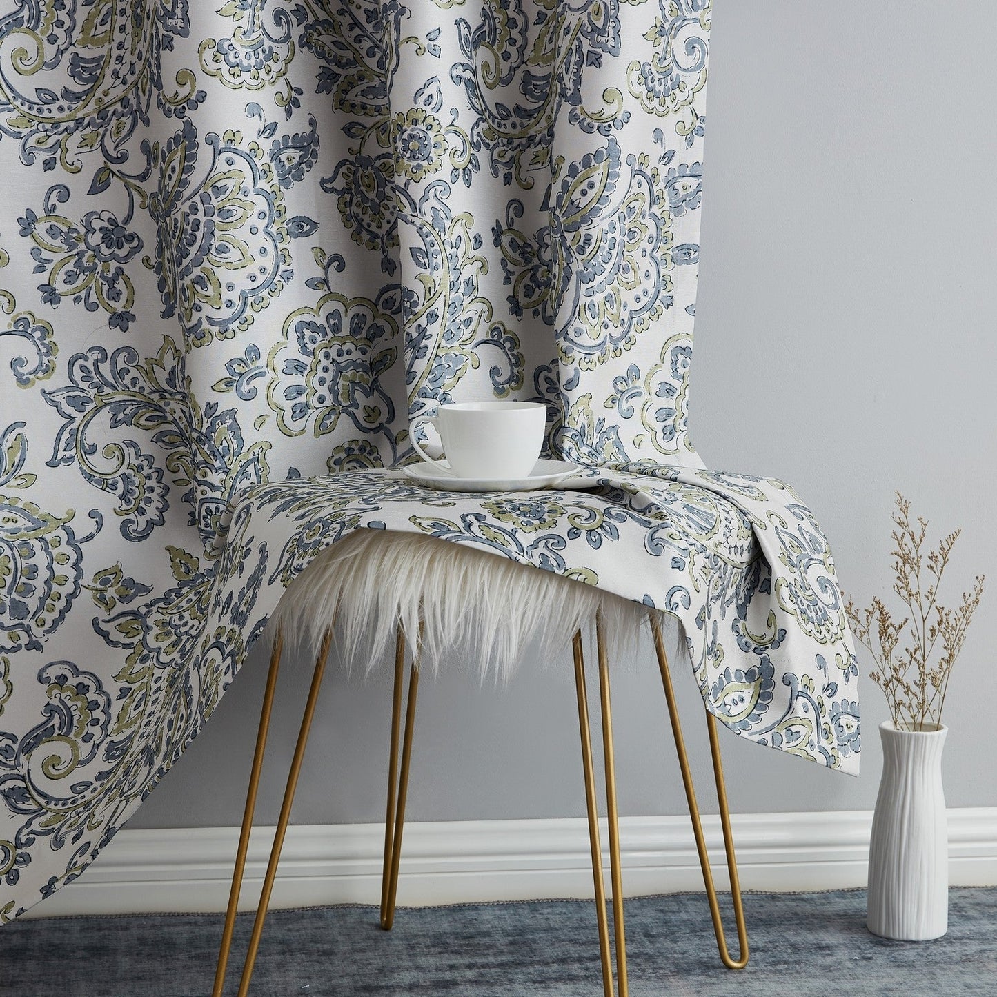 Amalfi Paisley Floral 100% Blackout Grommet Curtain Panels