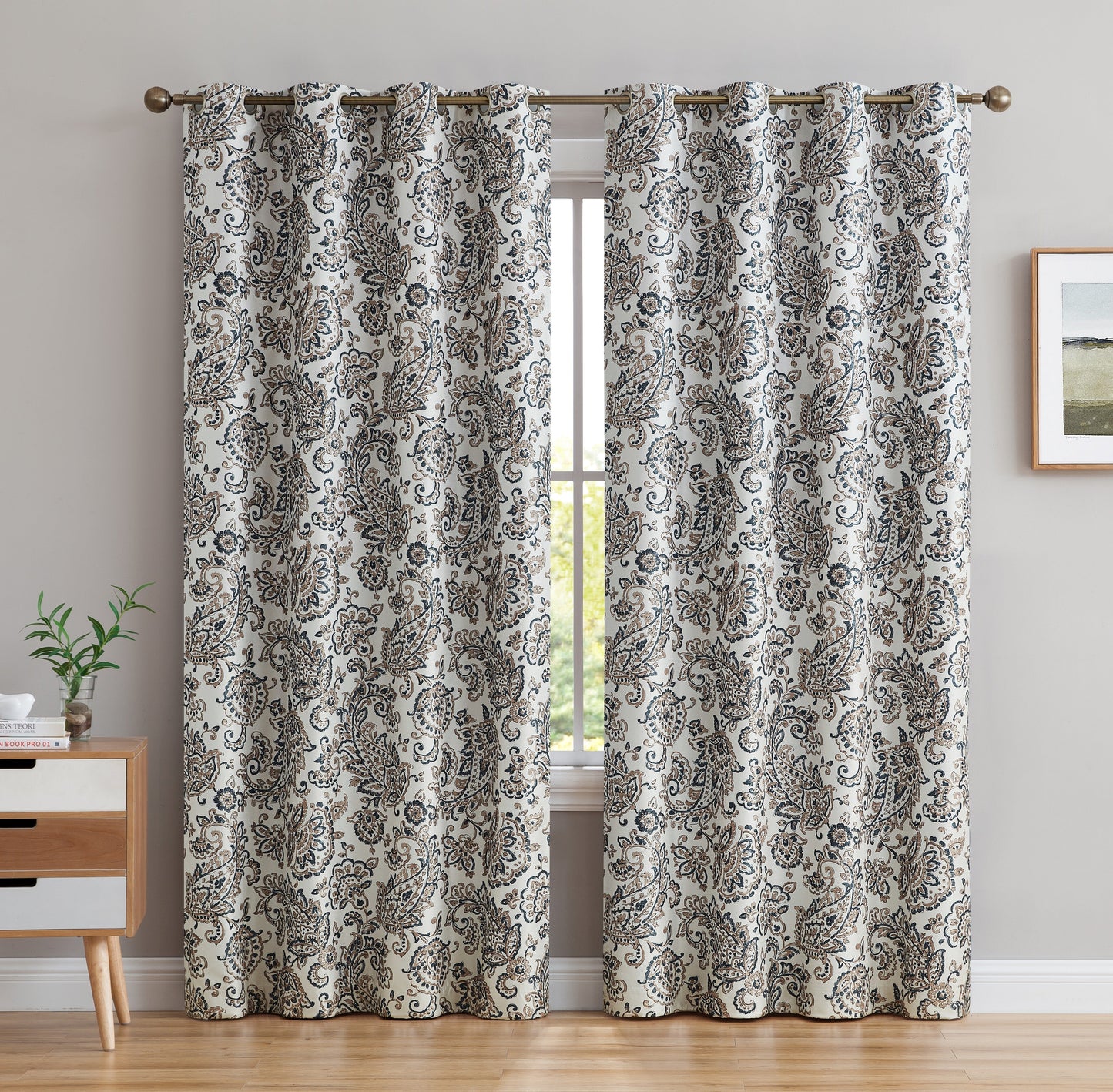 Amalfi Paisley Floral 100% Blackout Grommet Curtain Panels