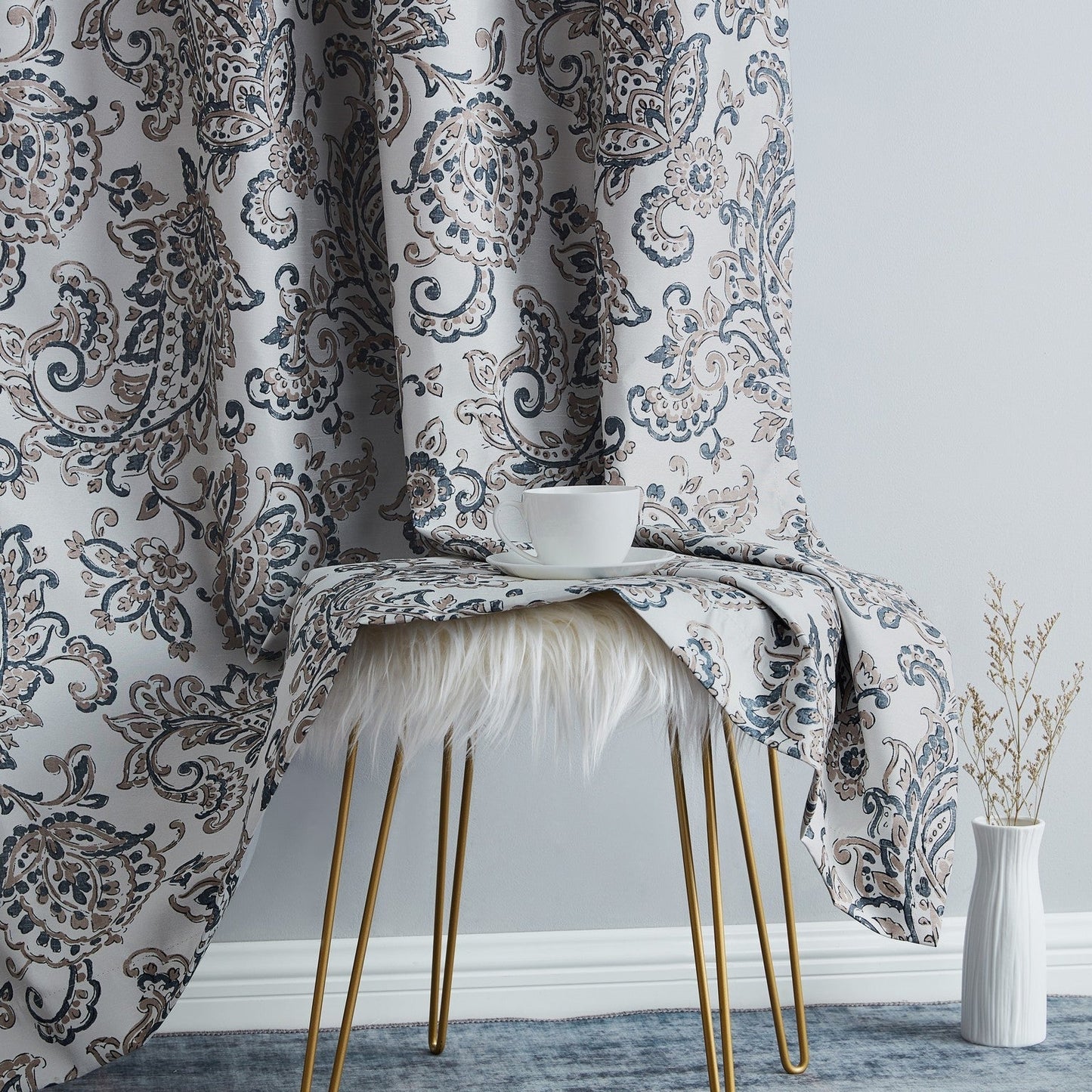 Amalfi Paisley Floral 100% Blackout Grommet Curtain Panels