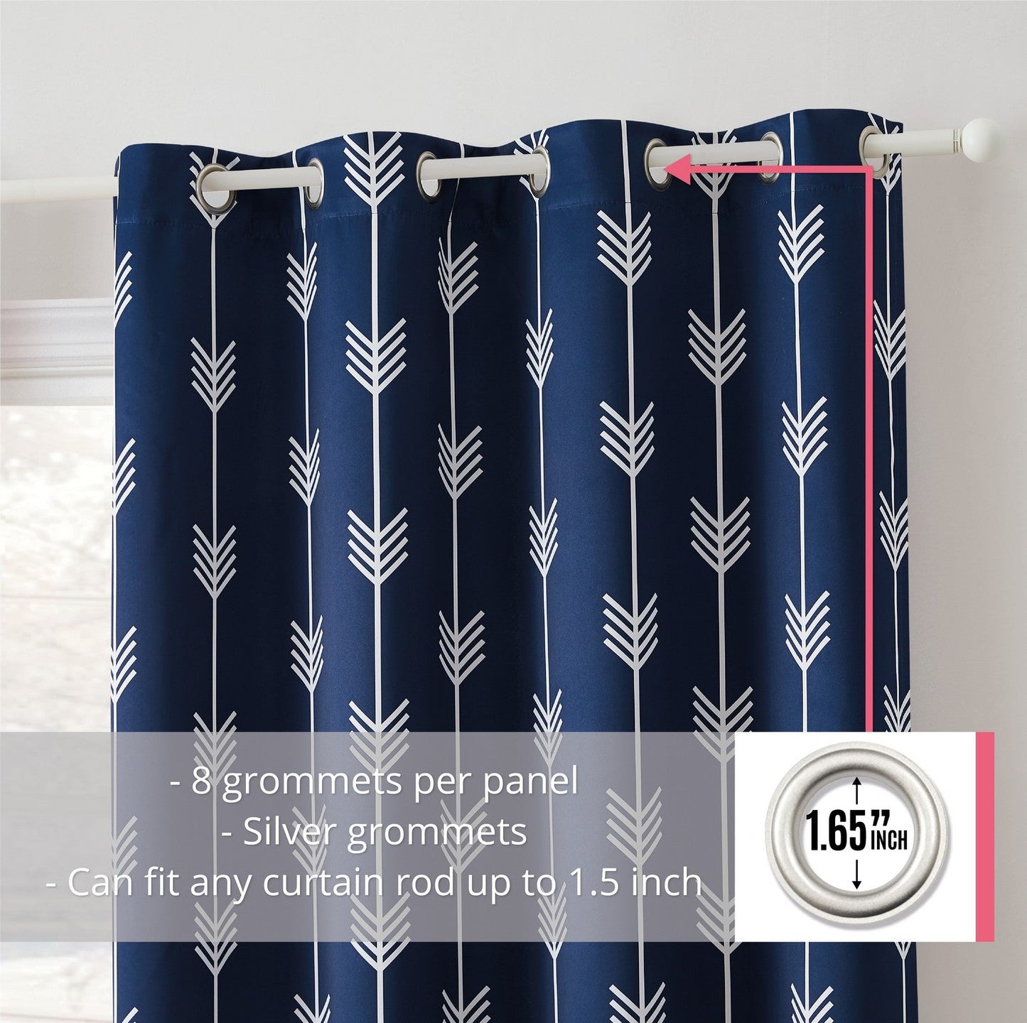 Arrow Print Room Darkening Grommet Curtain Panels