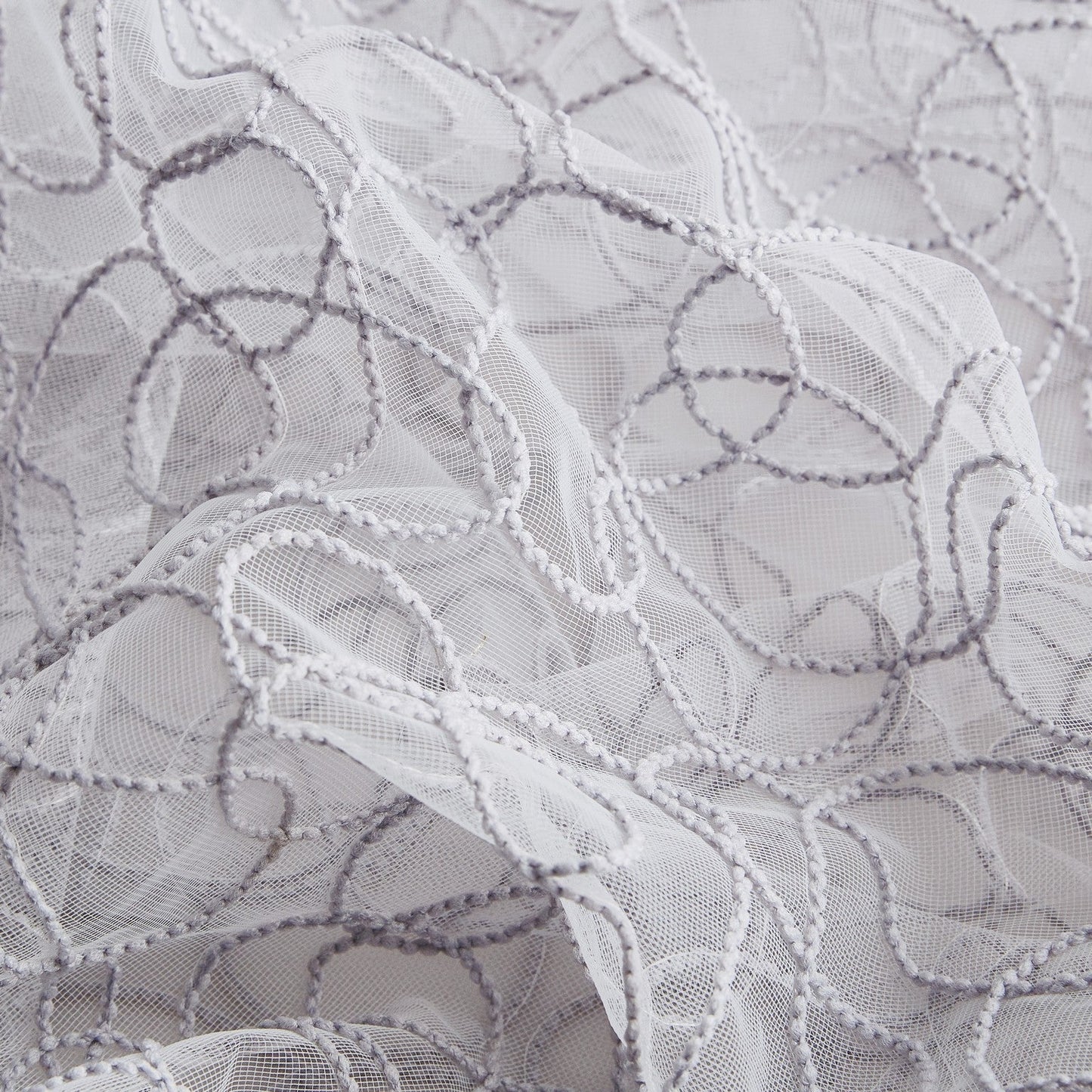 Audrey Embroidered Sheer Rod Pocket Curtain Tiers