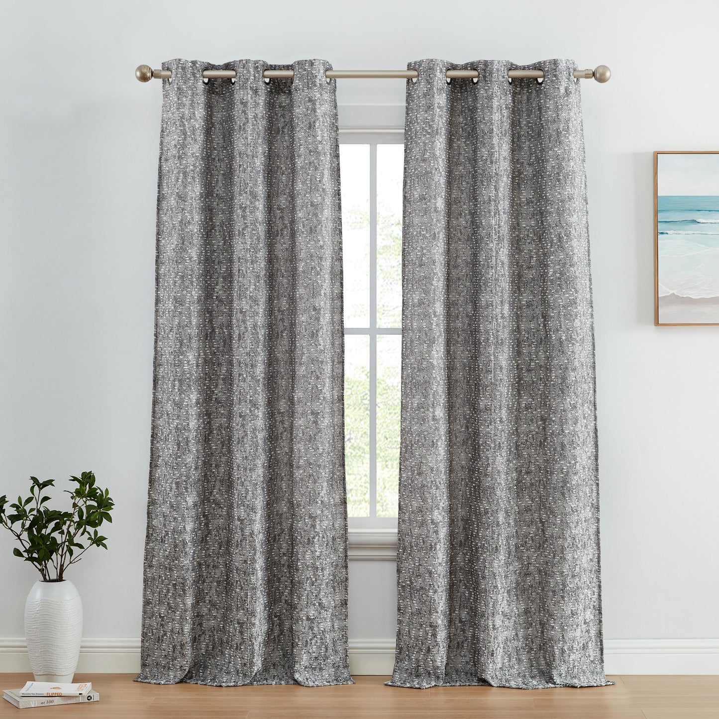 Avalon Jacquard Semi Sheer Curtain Panels