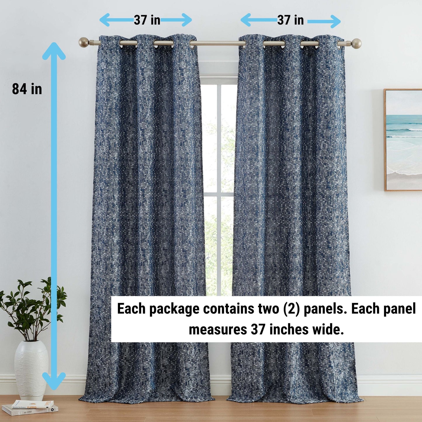 Avalon Jacquard Semi Sheer Curtain Panels