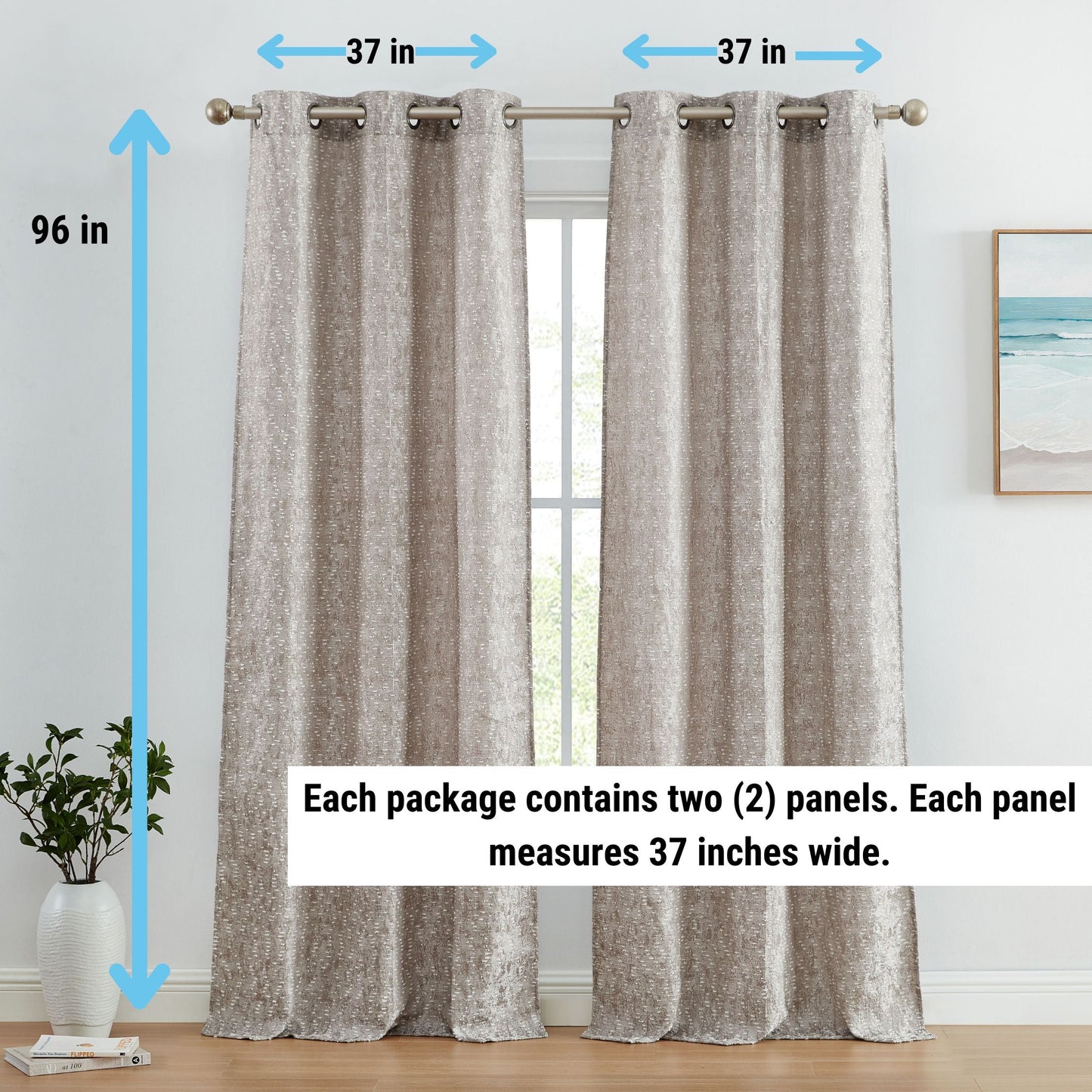 Avalon Jacquard Semi Sheer Curtain Panels