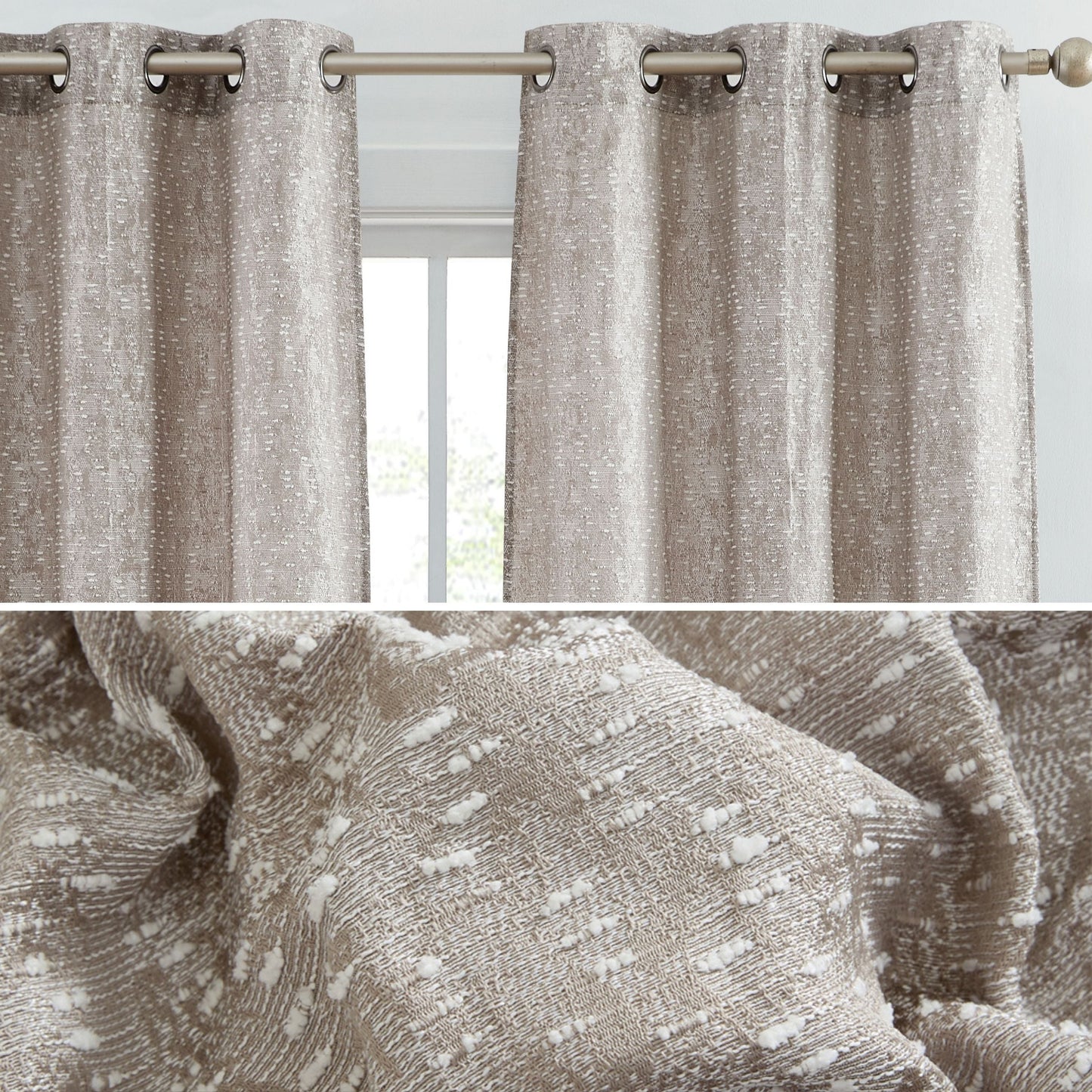 Avalon Jacquard Semi Sheer Curtain Panels