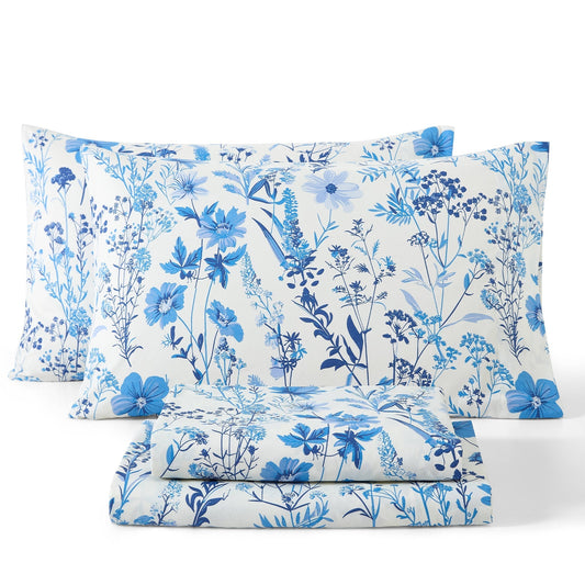 Blue Floral Bed Sheets