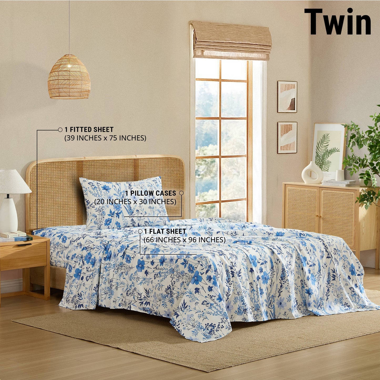 Blue Floral Bed Sheets