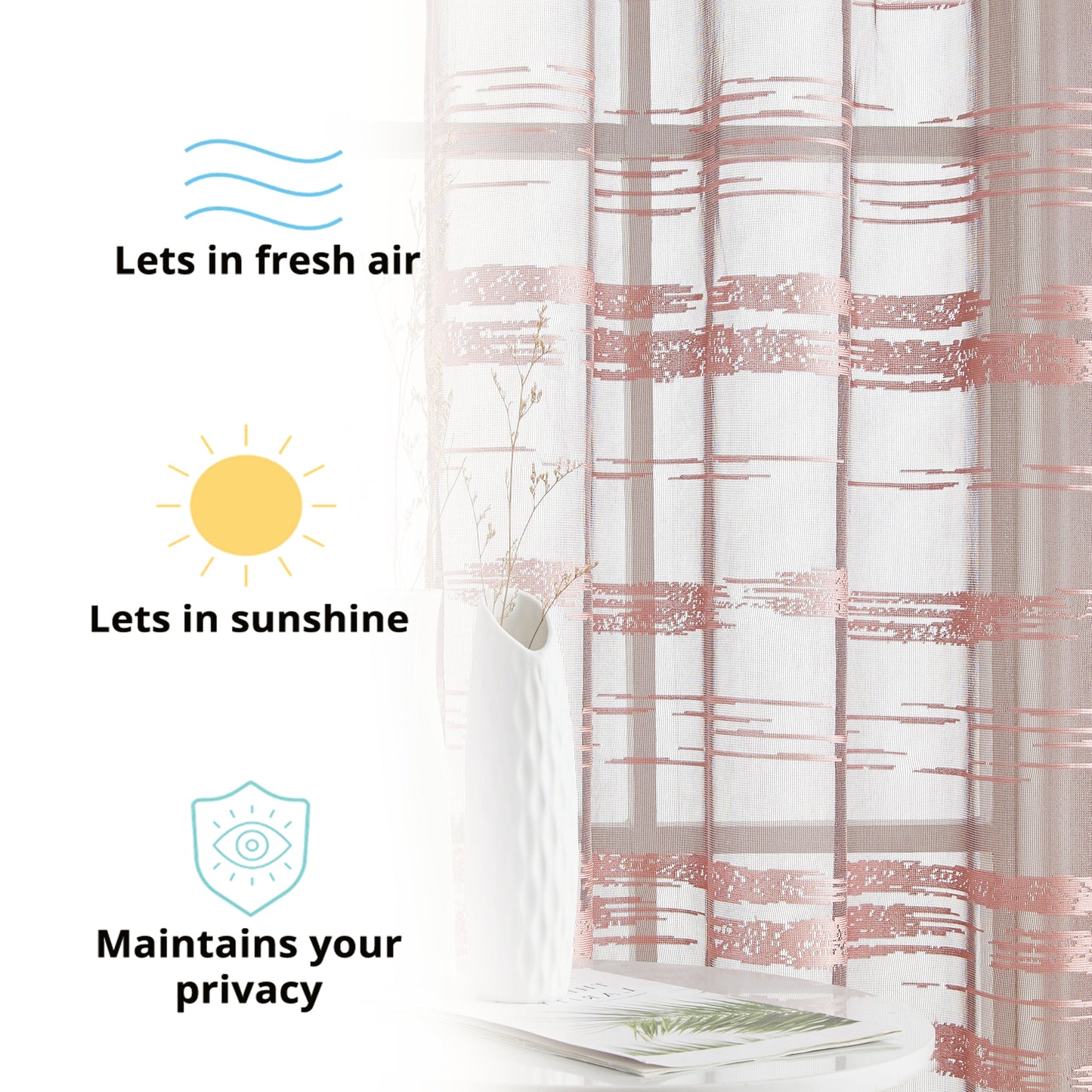 Broadway Stripe Sheer Grommet Curtain Panels