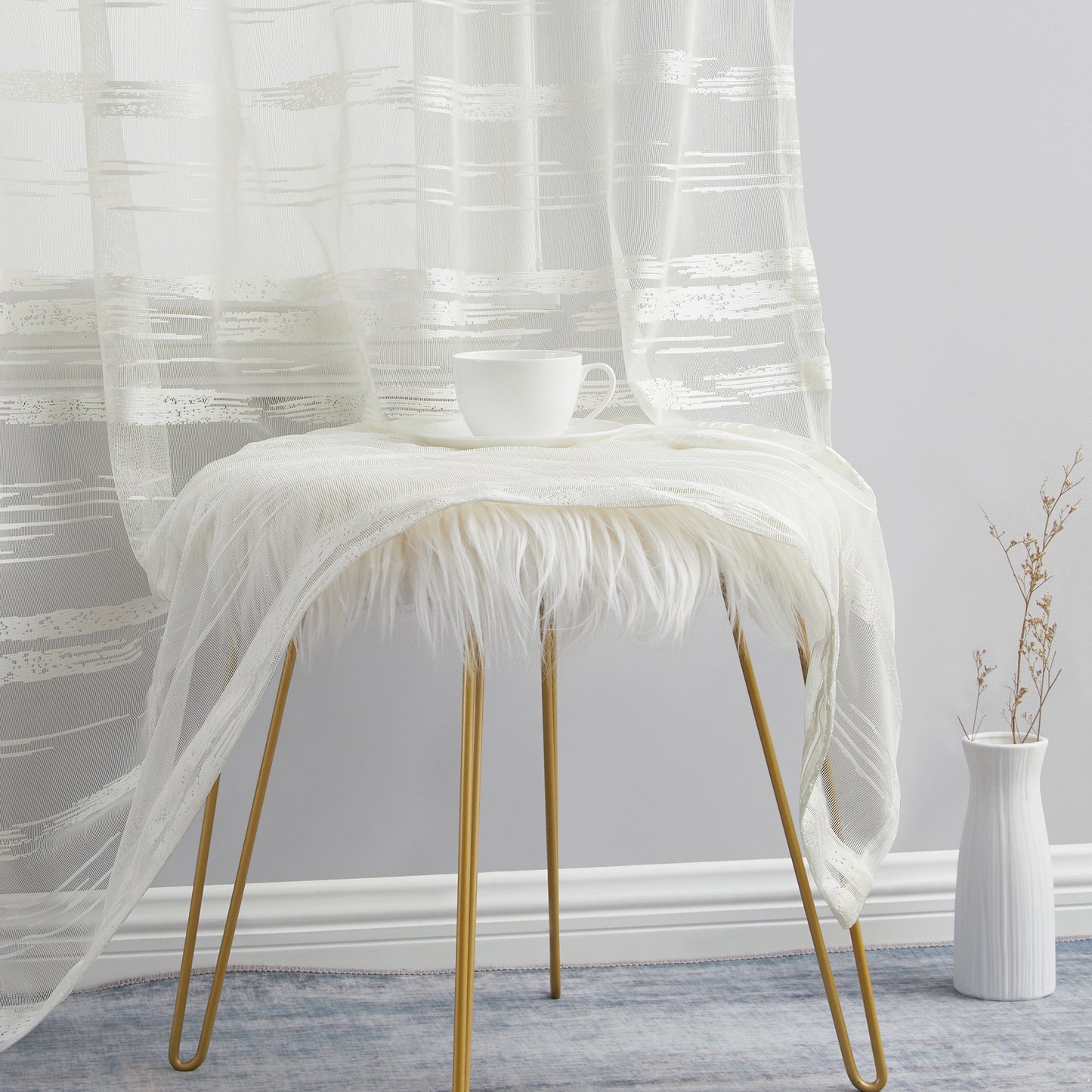 Broadway Stripe Sheer Grommet Curtain Panels