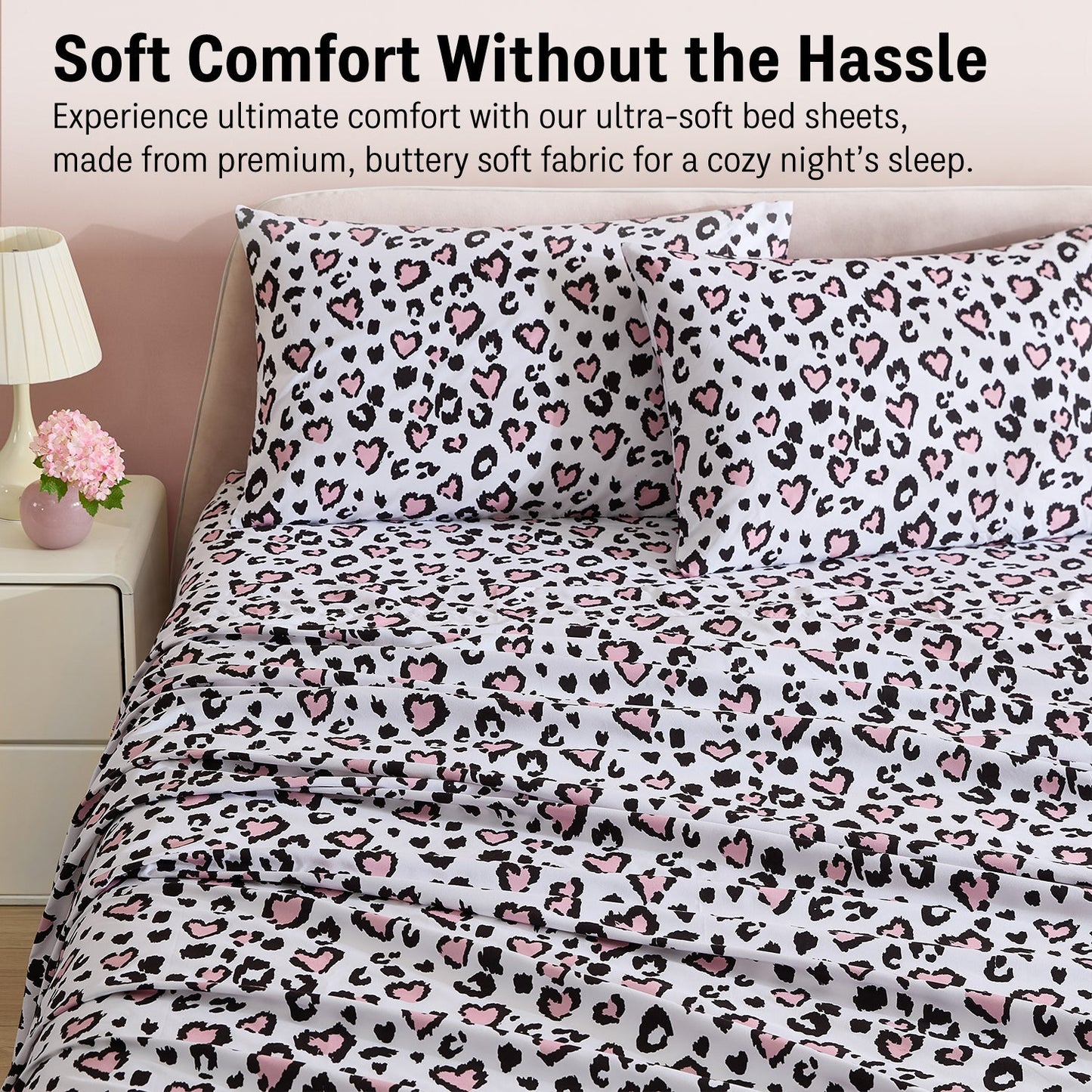 Cheetah Heart Girls Kids Bed Sheets