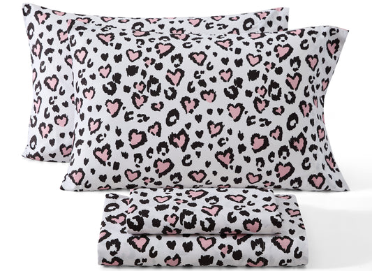 Cheetah Heart Girls Kids Bed Sheets