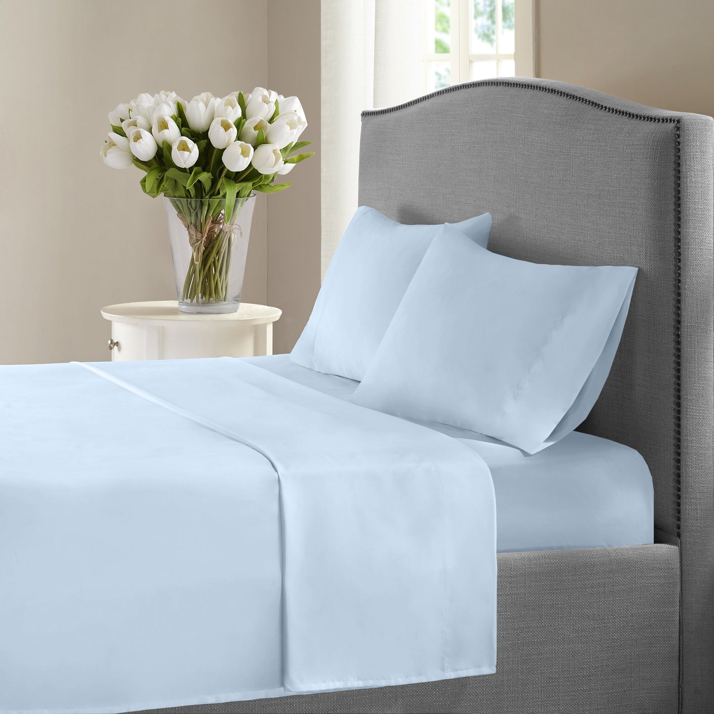 New York Collection 1200 Thread Count Solid Deep Pocket 100% Cotton Sheet Set