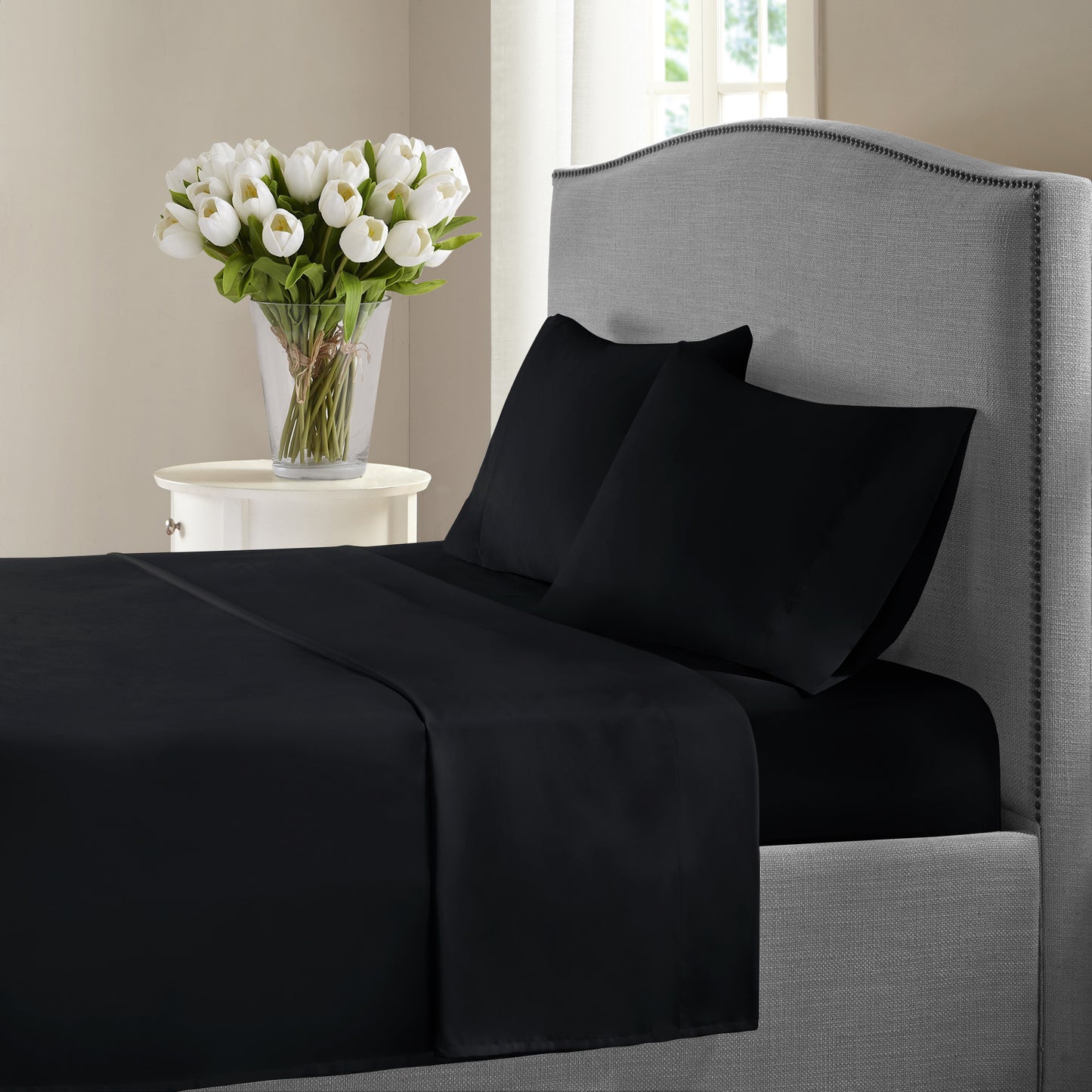 New York Collection 1200 Thread Count Solid Deep Pocket 100% Cotton Sheet Set