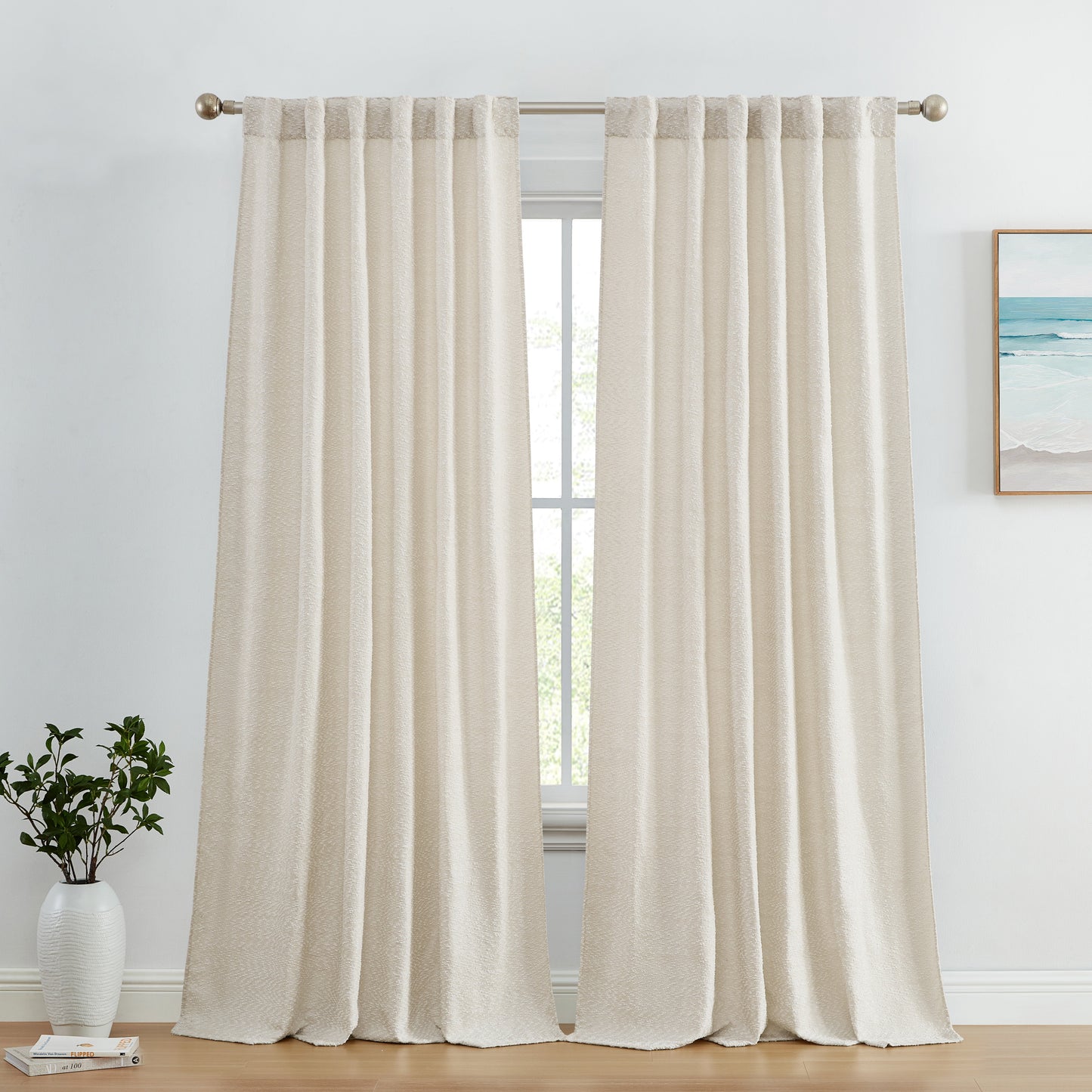 Easton Jacquard Semi Sheer Curtain Panels