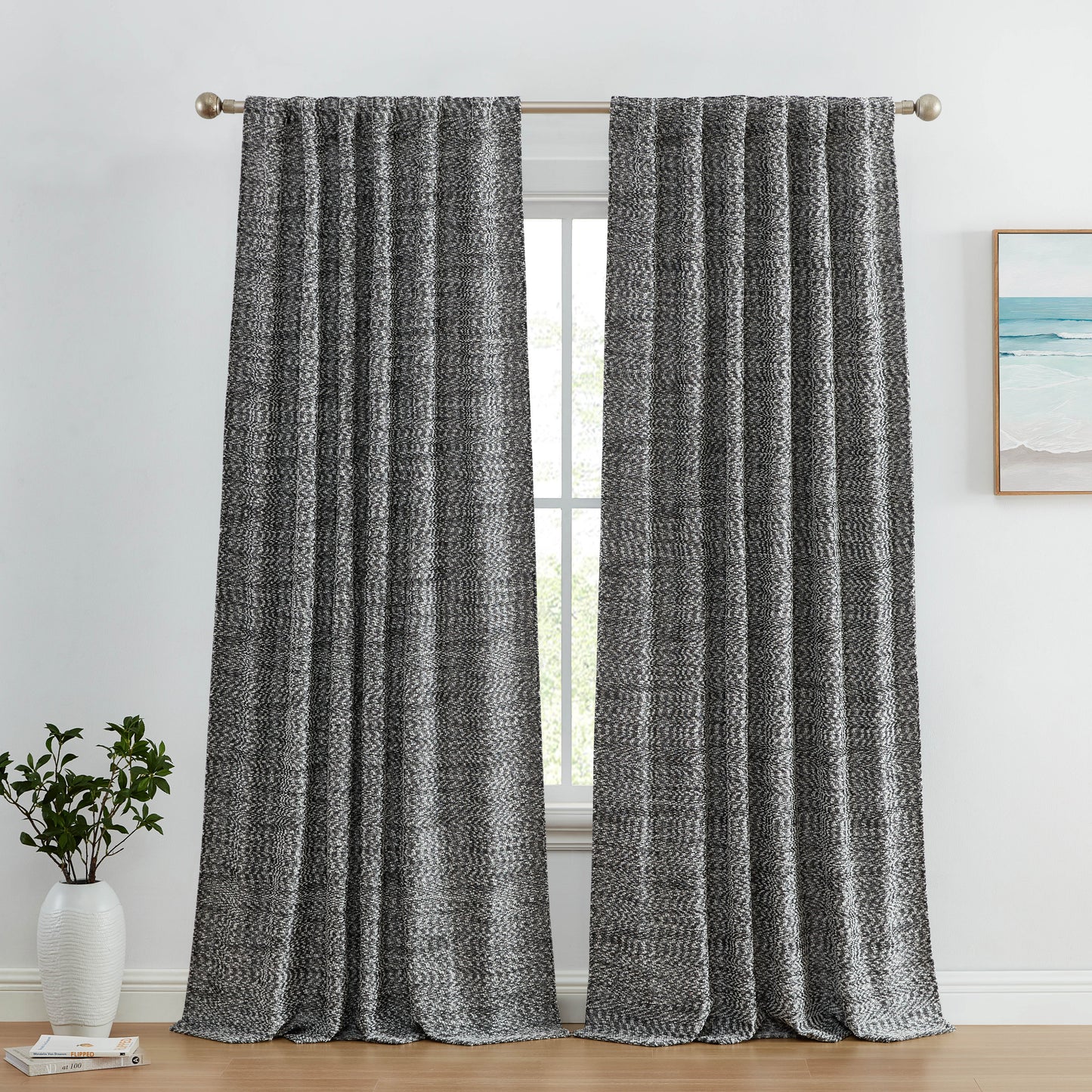 Easton Jacquard Semi Sheer Curtain Panels