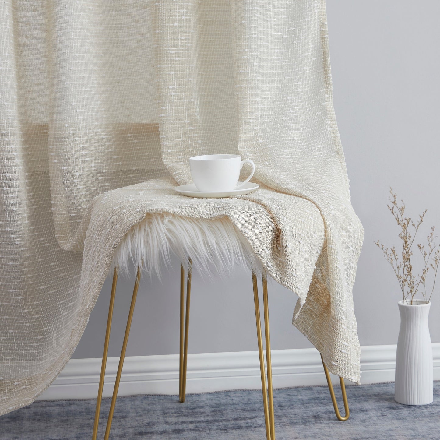 Emily Faux Linen Rod Pocket Back Tab Curtains