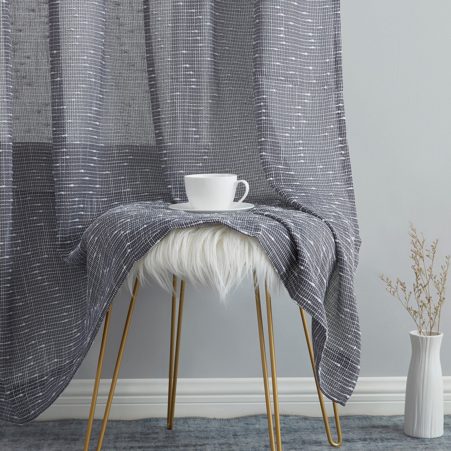 Emily Faux Linen Rod Pocket Back Tab Curtains