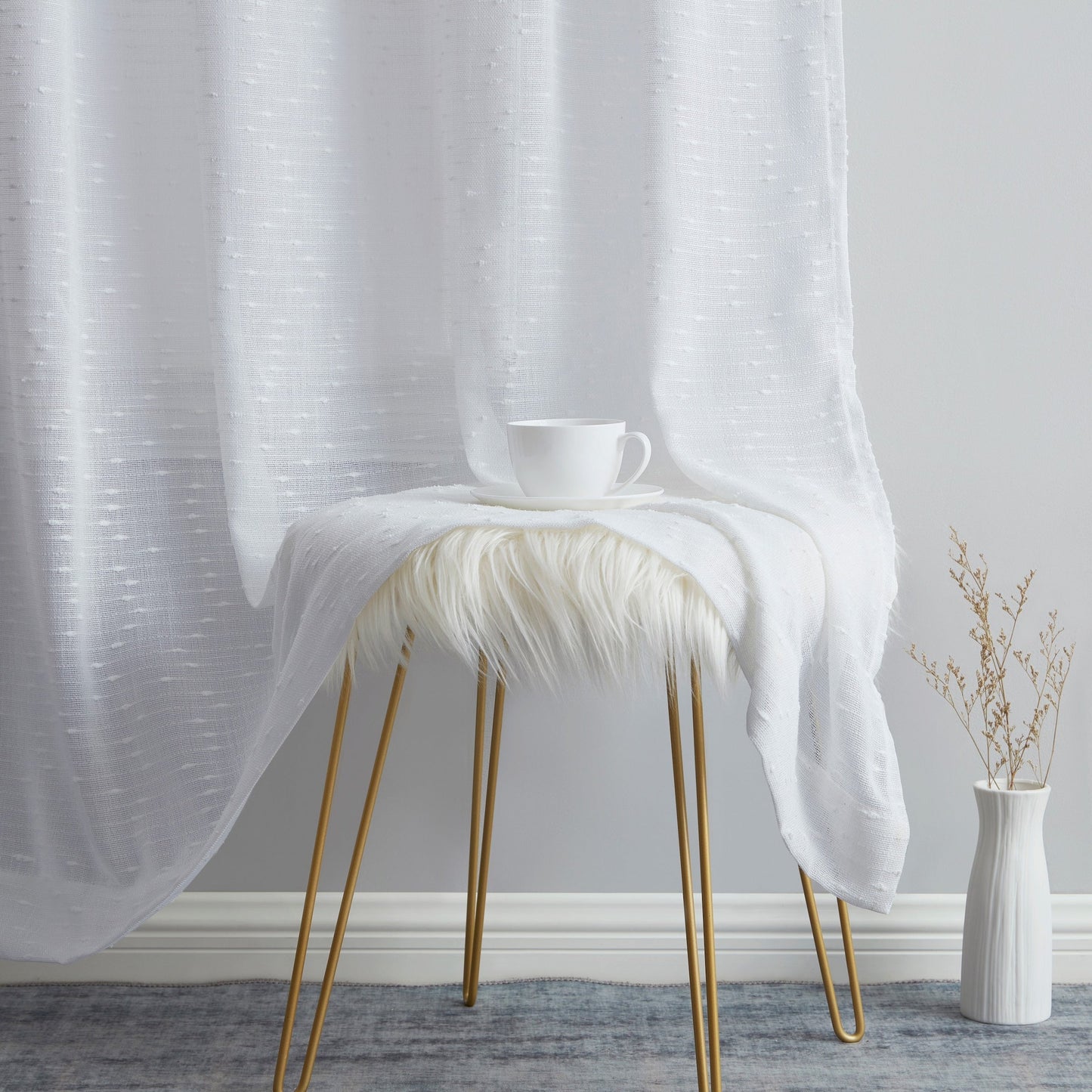 Emily Faux Linen Rod Pocket Back Tab Curtains