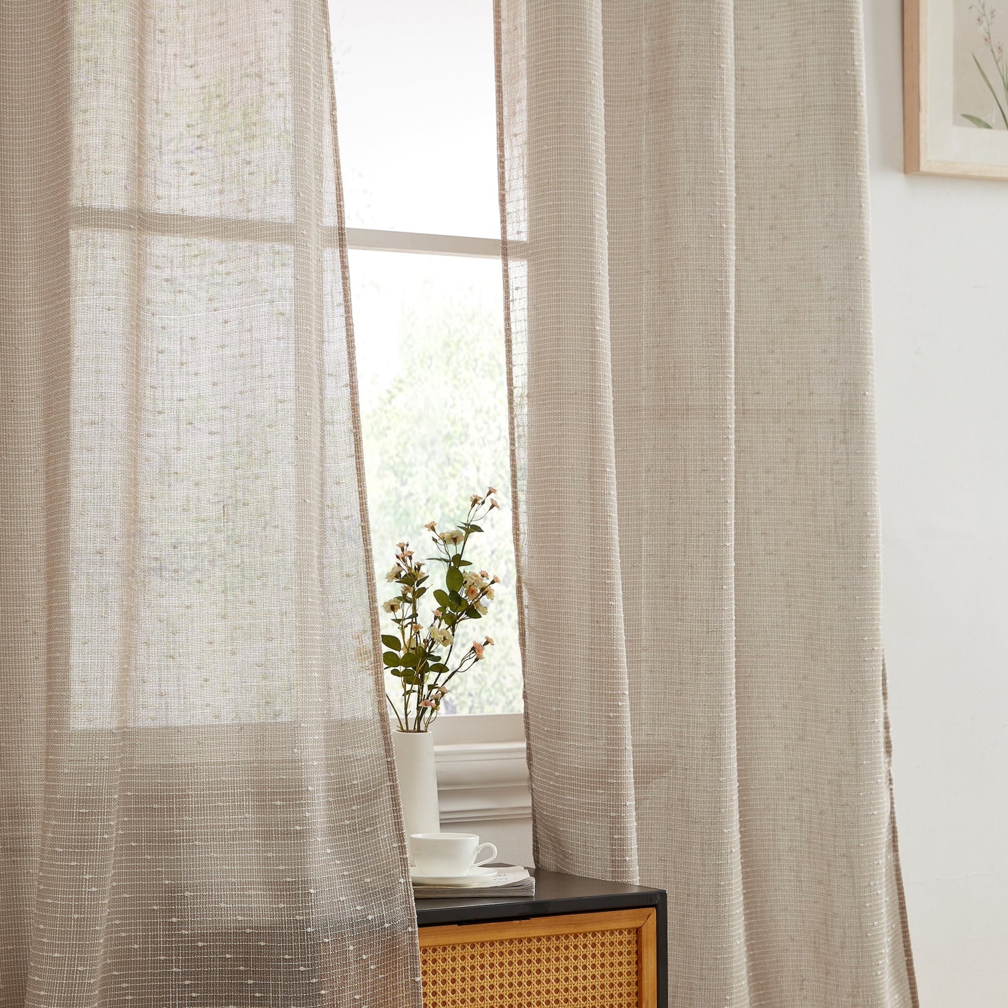 Emily Faux Linen Rod Pocket Back Tab Curtains