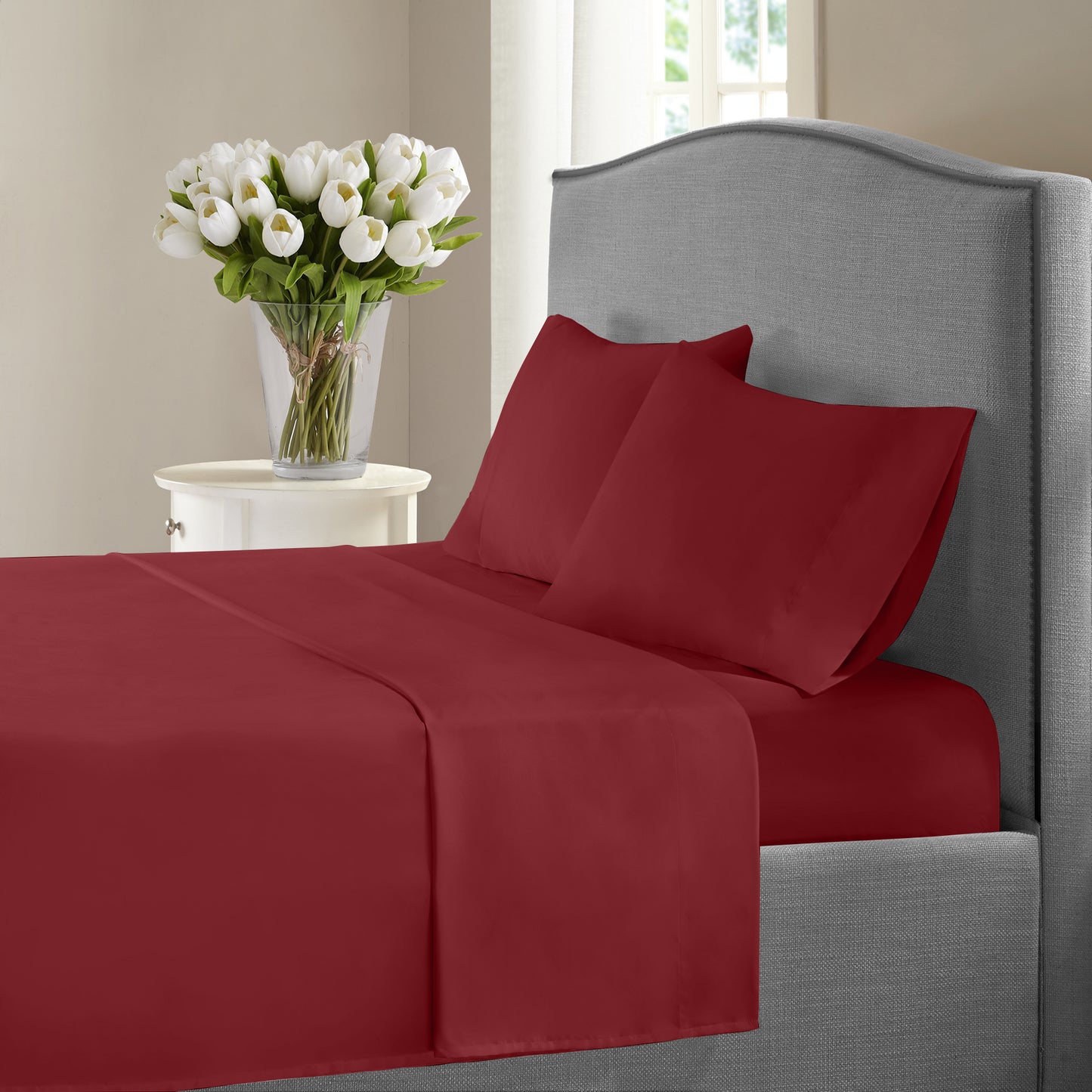 New York Collection 1200 Thread Count Solid Deep Pocket 100% Cotton Sheet Set