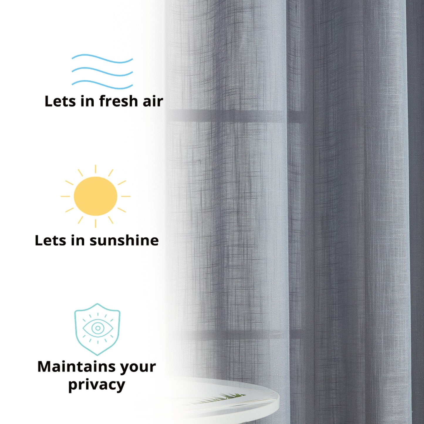 Privacy Faux Linen Textured Semi Sheer Curtain Panels