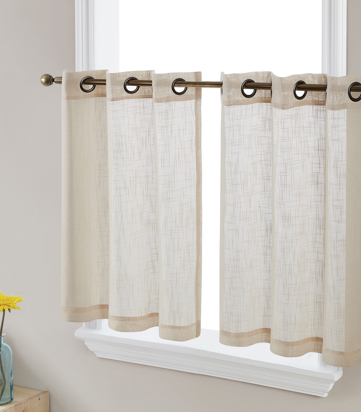 Abbey Faux Linen Grommet Cafe Tiers