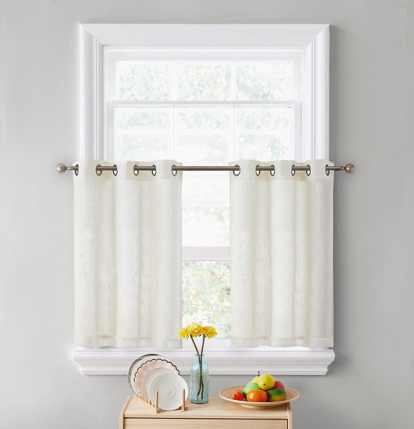Abbey Faux Linen Grommet Cafe Tiers