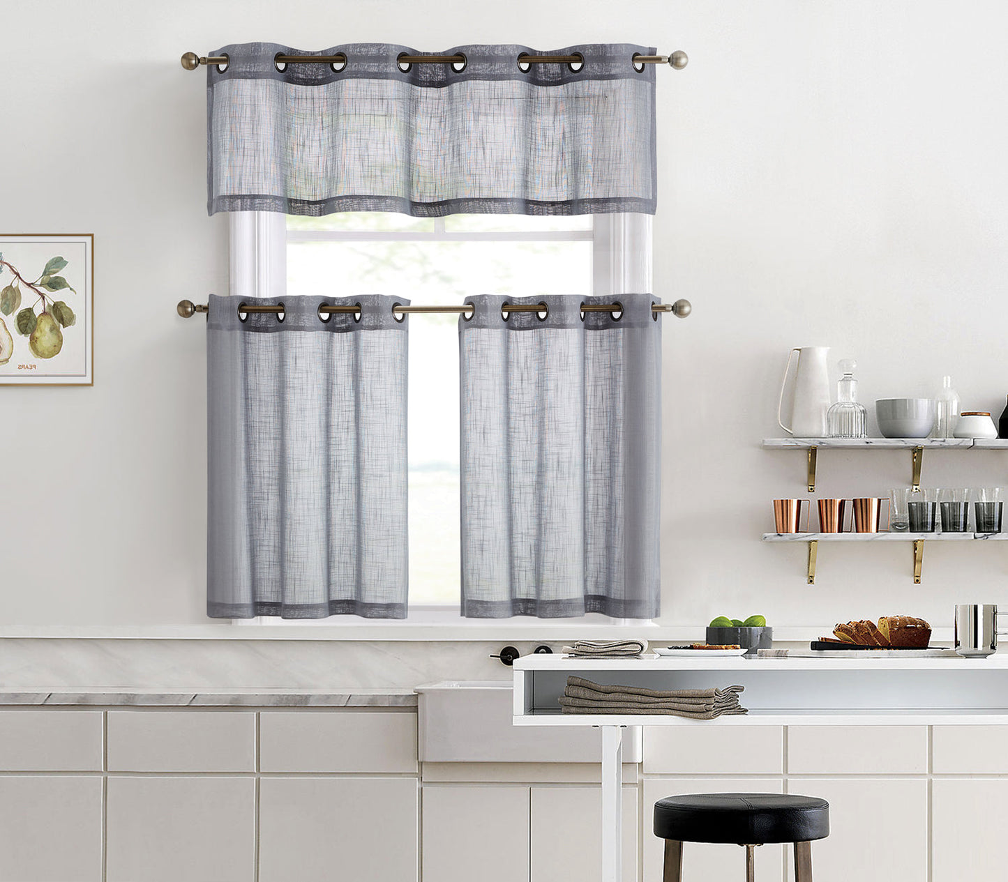 Abbey Faux Linen Grommet Cafe Tiers